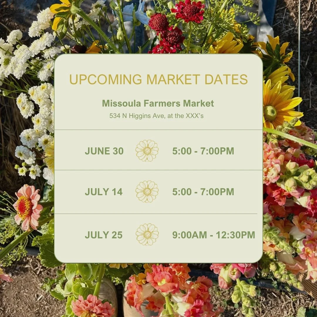 Market season is officially here! I&rsquo;m so excited to kick mine off next week! Starting with two Tuesday evenings at the @missoulafarmersmarket 💐I can&rsquo;t wait to see you all there and to share this years flowers with you 🤗 for my full mark