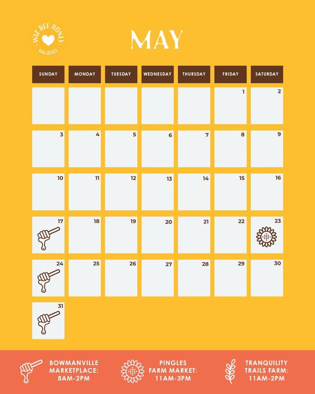 My busy season is just around the corner! 🐝 If you&rsquo;re wondering where I&rsquo;ll be the next couple of months- and where you might be able to shop Wiz Bee, or have a look at my bees- have a look! Stay tuned for my schedule for the following mo