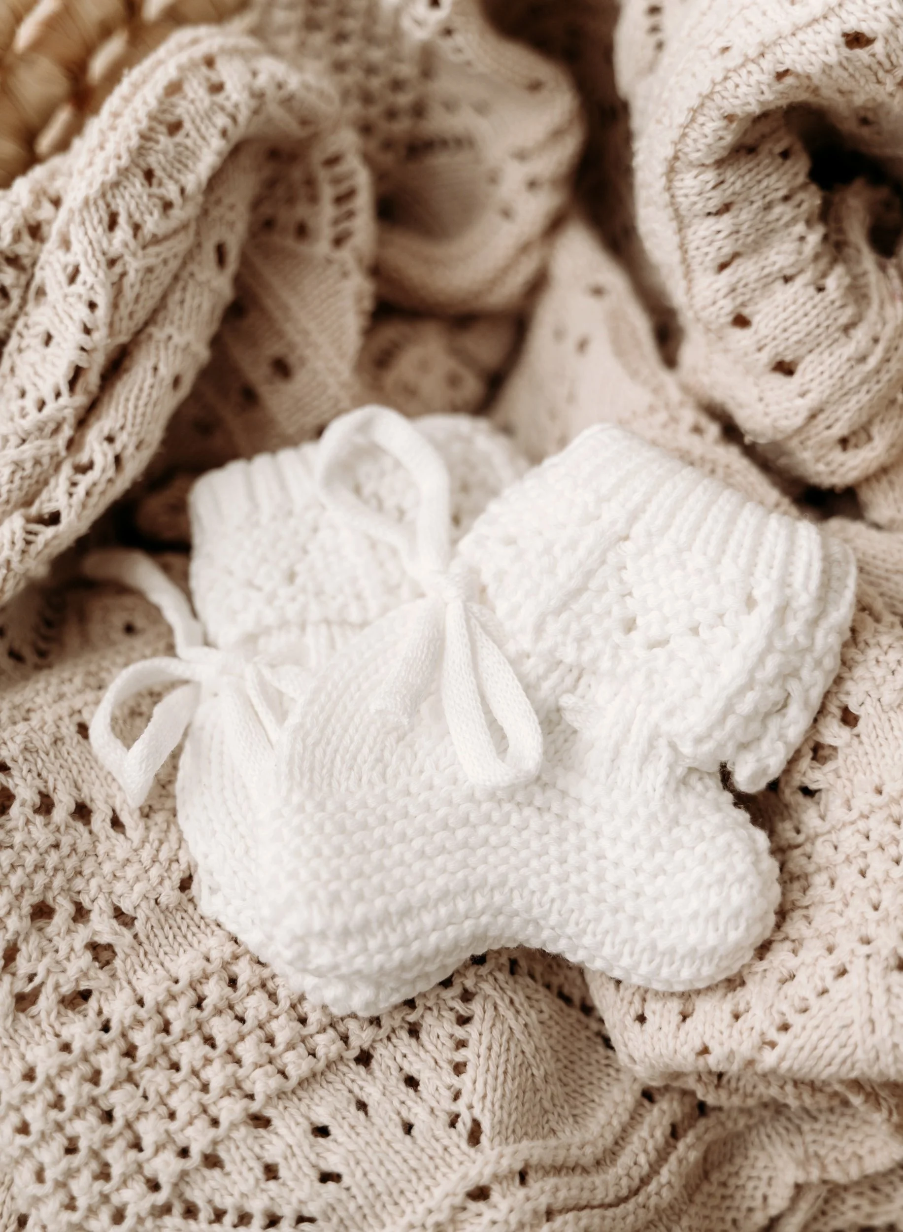 Pointelle Knit Baby Booties