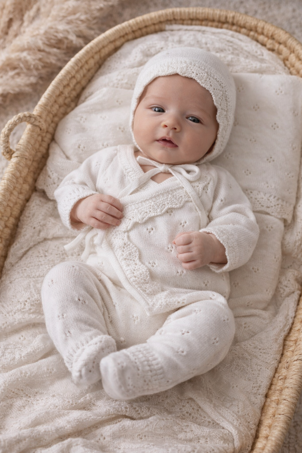 Pointelle Knit Romper & Bonnet Set Pre Order