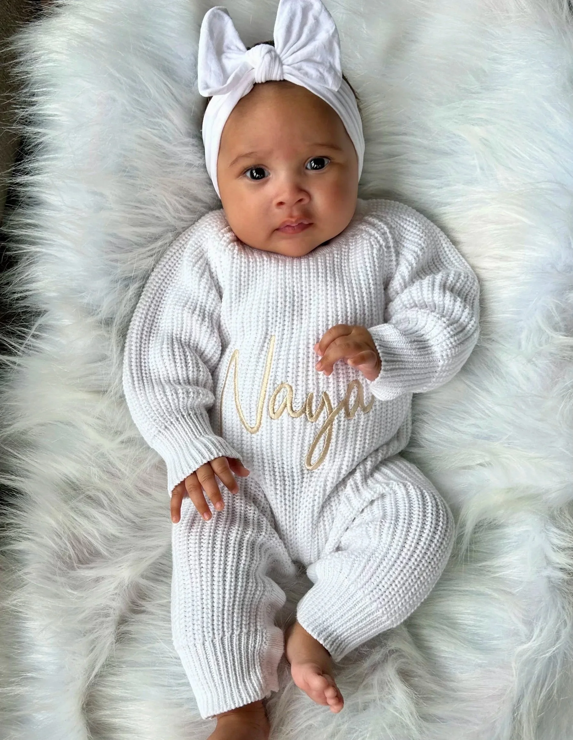 Personalised Chunky Knit Romper - White