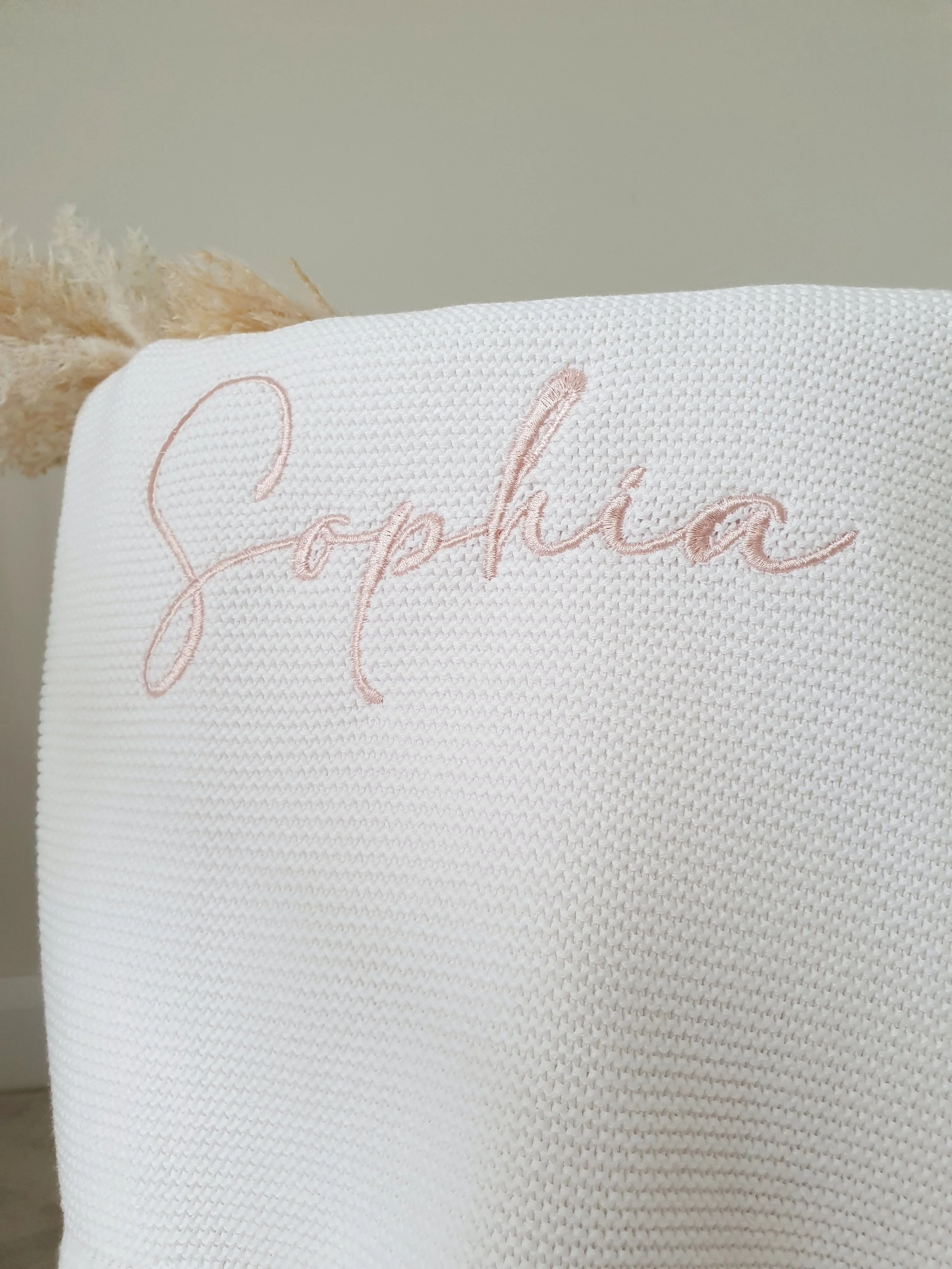 Personalised elegant and modern ruffle baby blanket. Galway, Ireland.