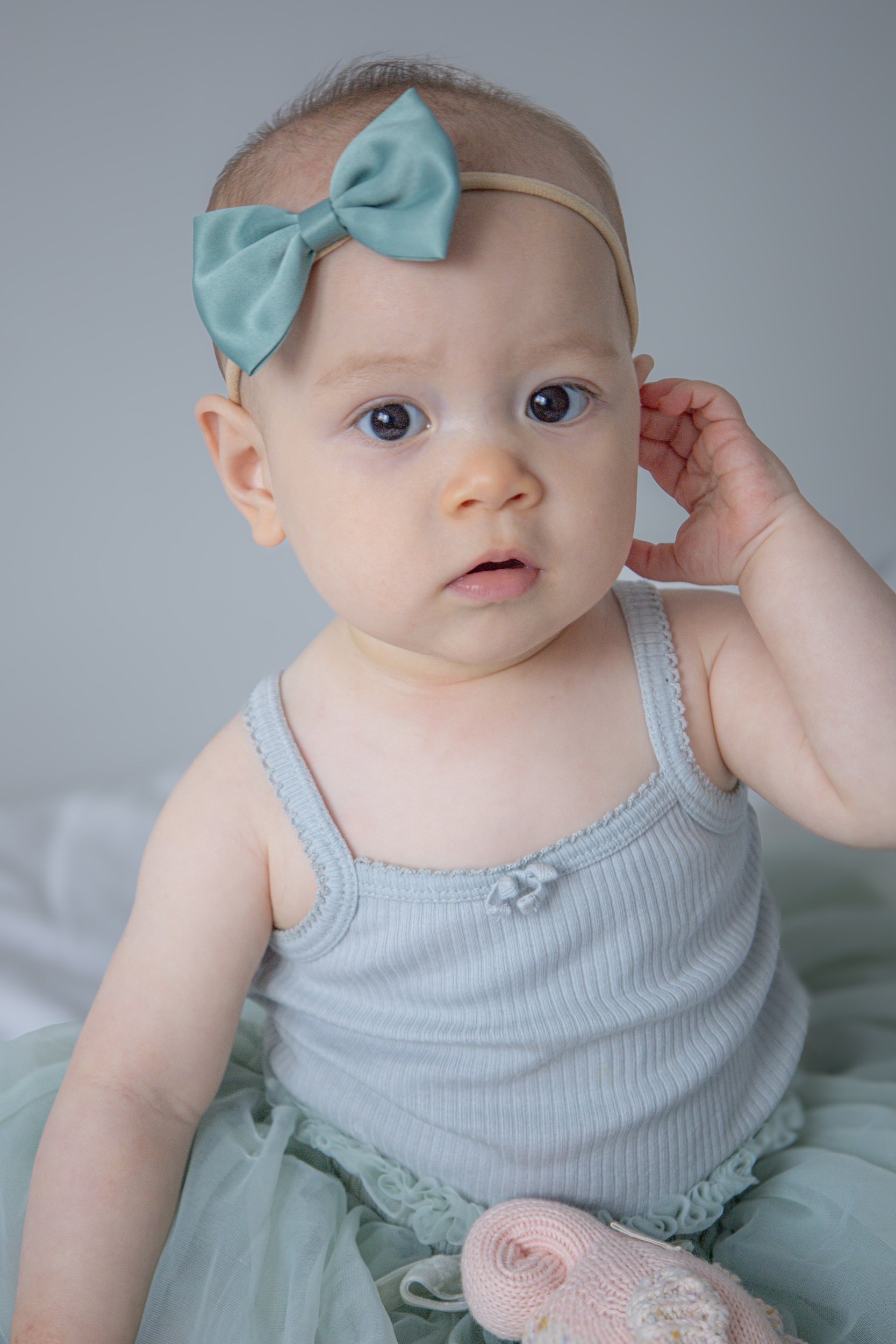 Winter Green Satin Bow Headband
