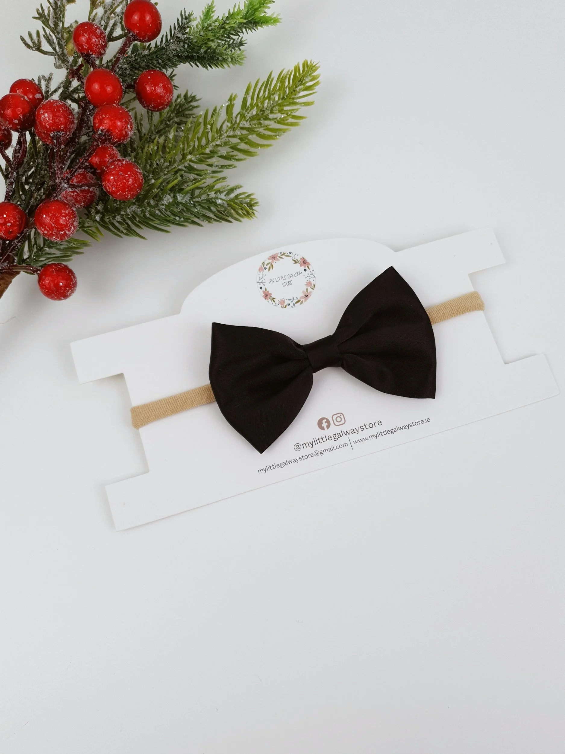 Black Large Satin Bow Headband