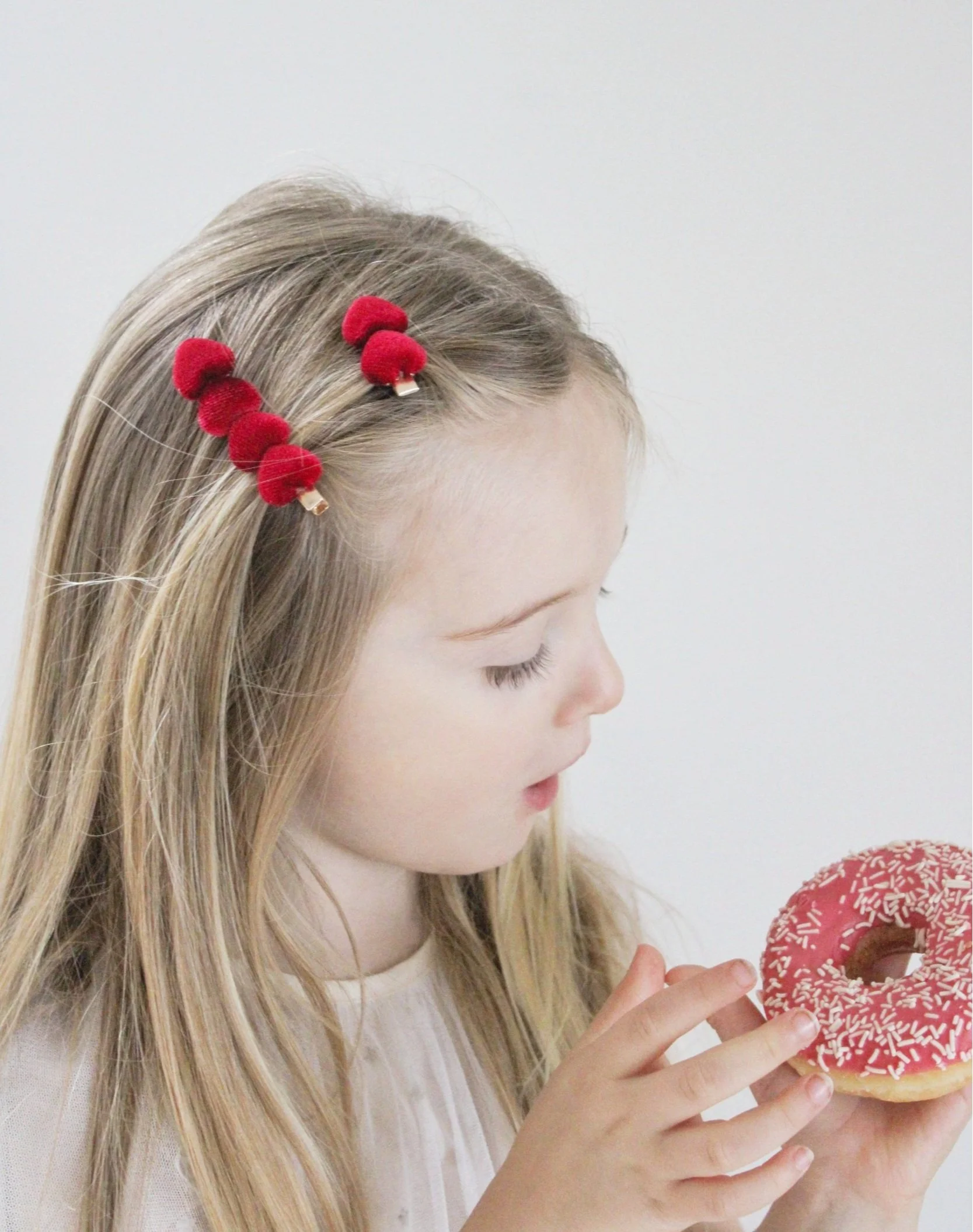 Limited Edition Velvet Heart Hair Clips - Red