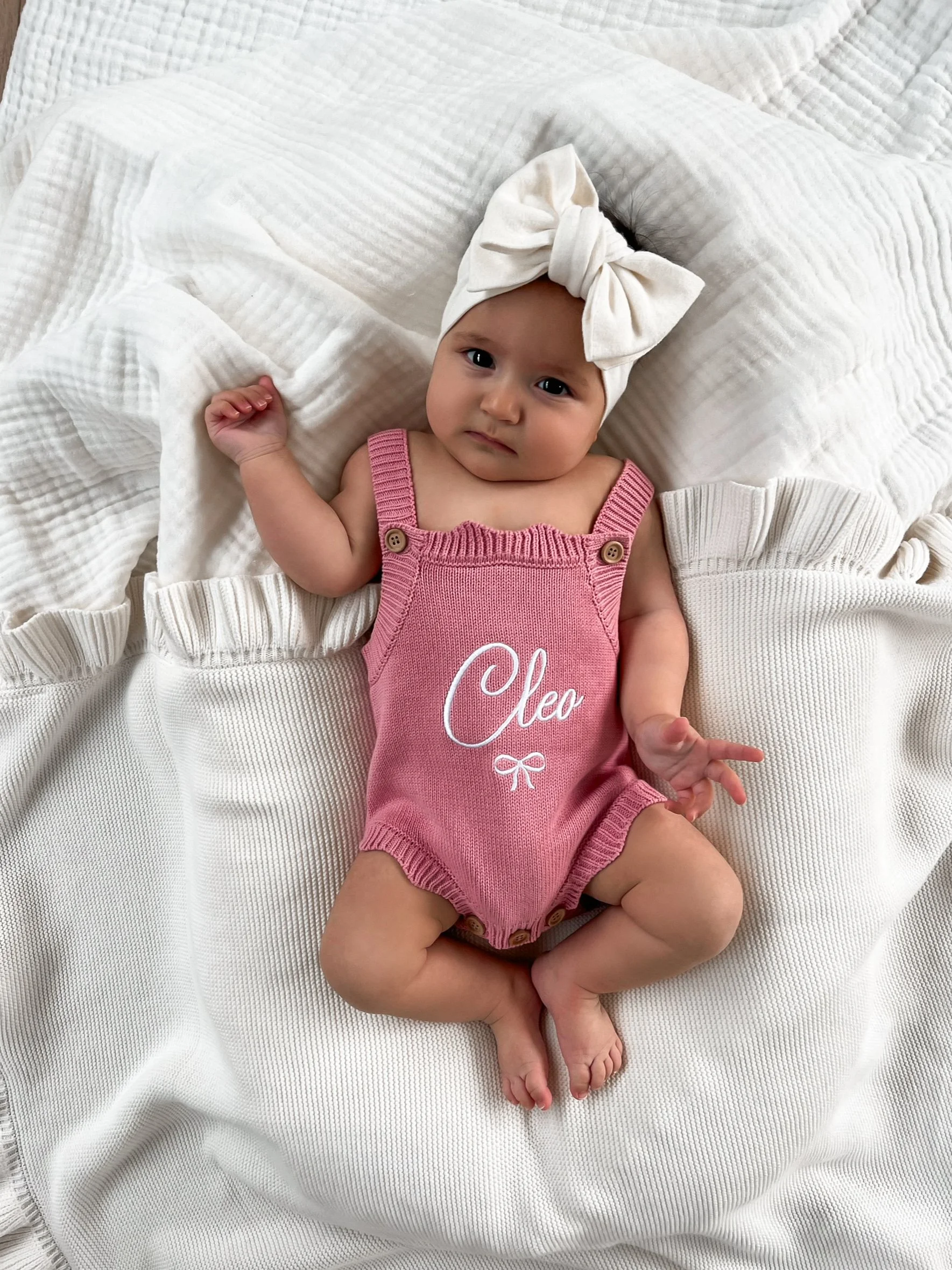 Dusty Rose Personalised Knit Summer Romper