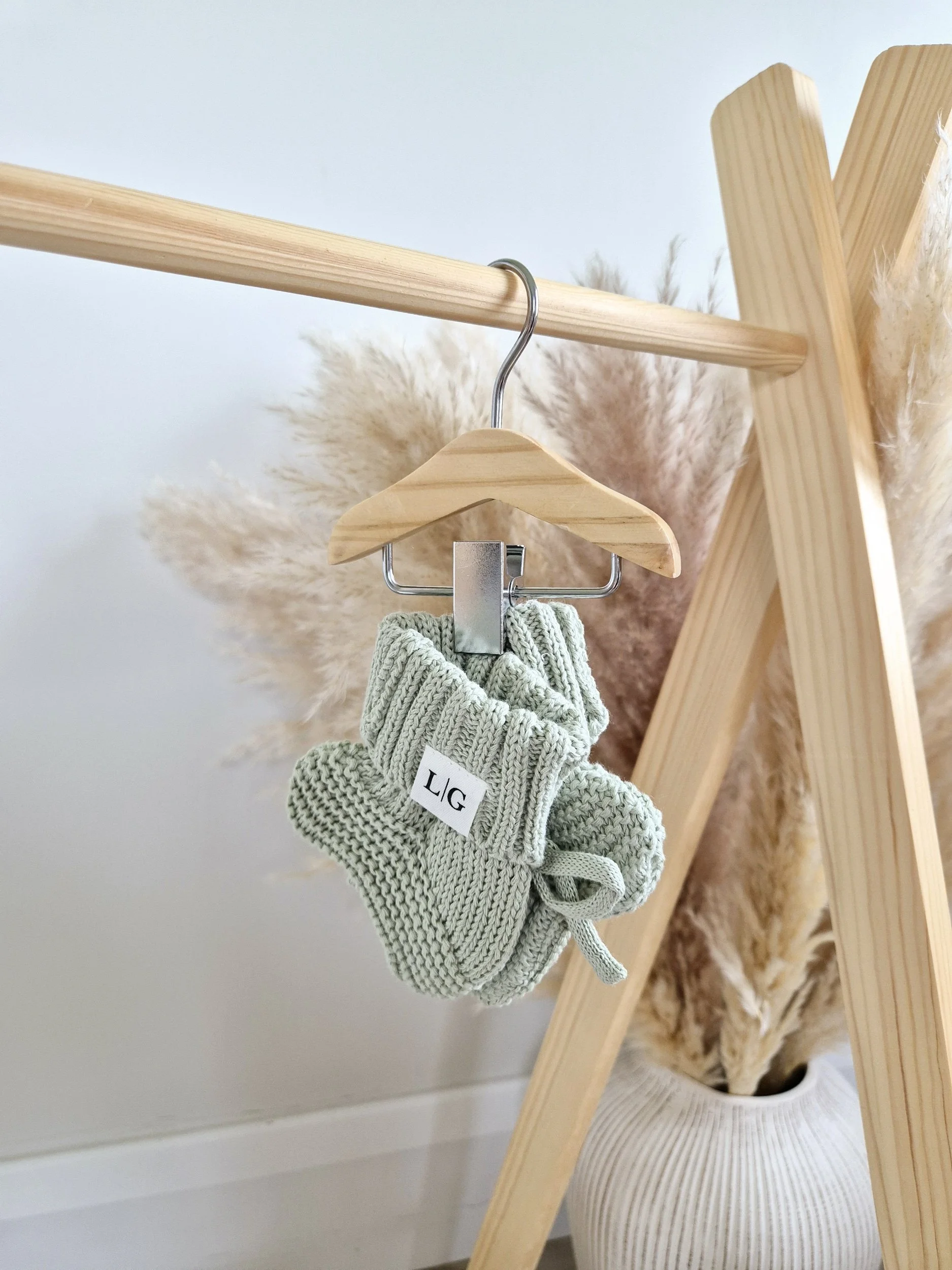 Sage Green Knitted Baby Booties