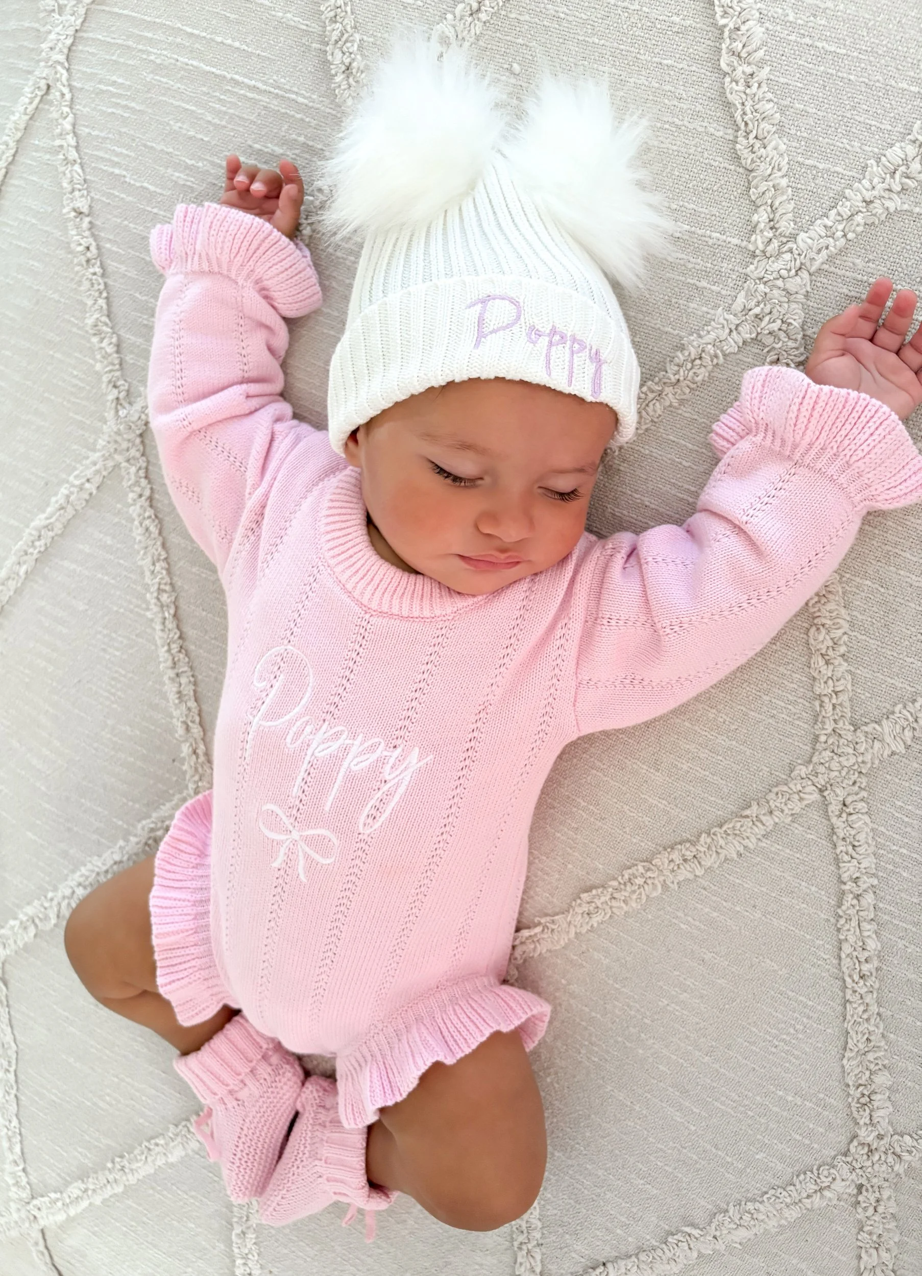 Personalised Pom Pom Hat - Pearl