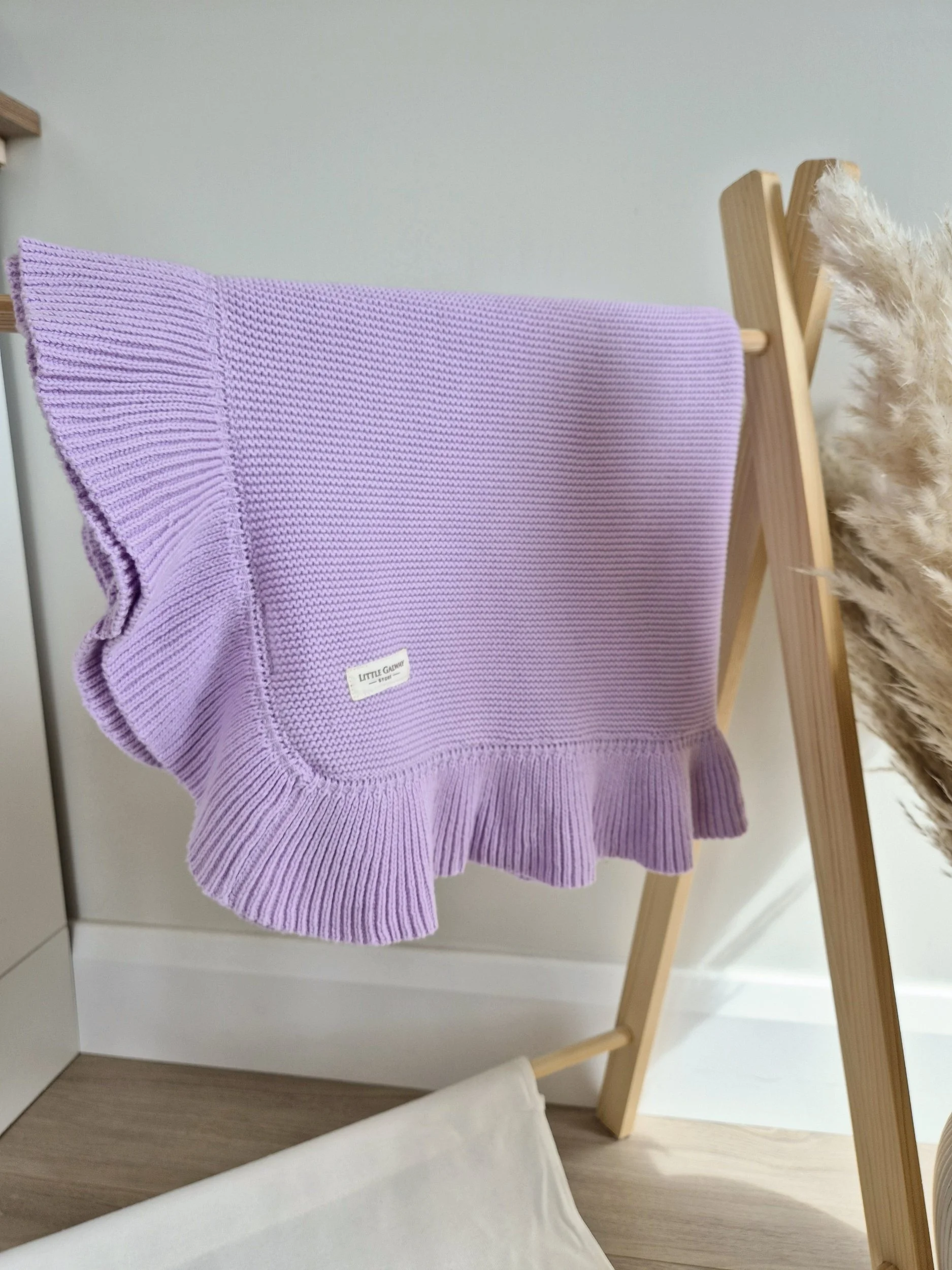 Personalised 100% Cotton Baby Blanket - Ruffle Edge - Lilac