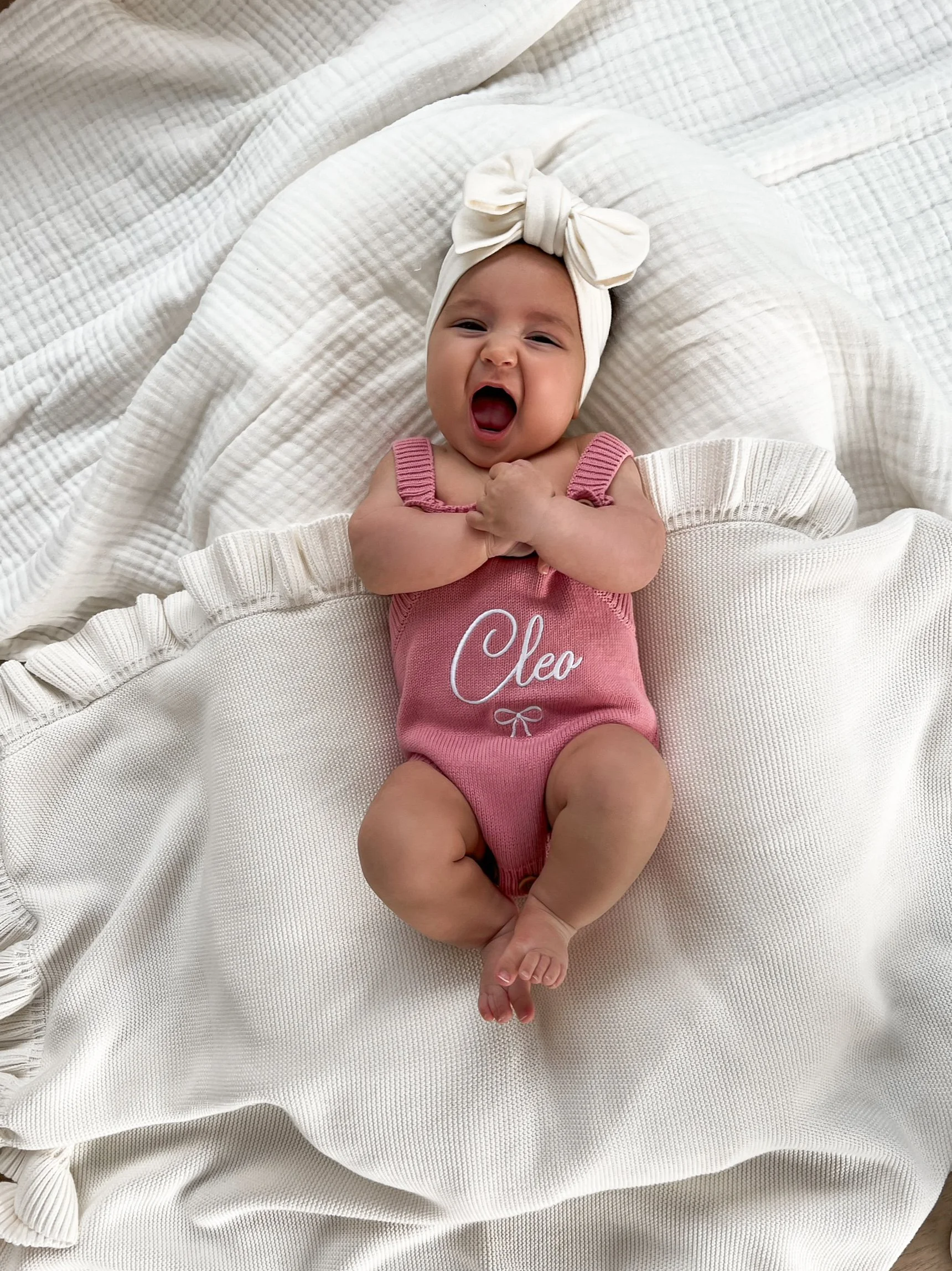 Dusty Rose Personalised Knit Summer Romper