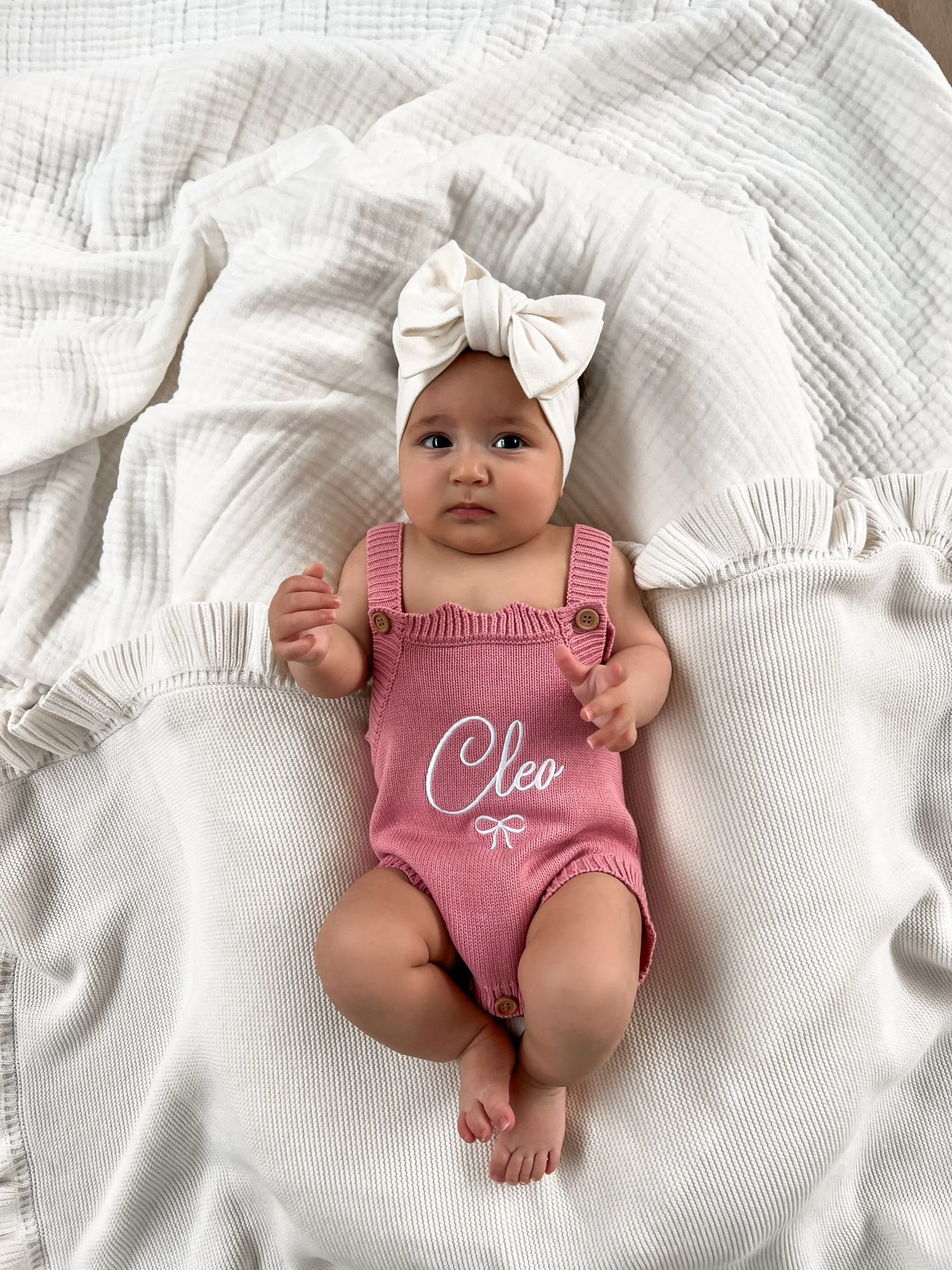 Dusty Rose Personalised Knit Summer Romper
