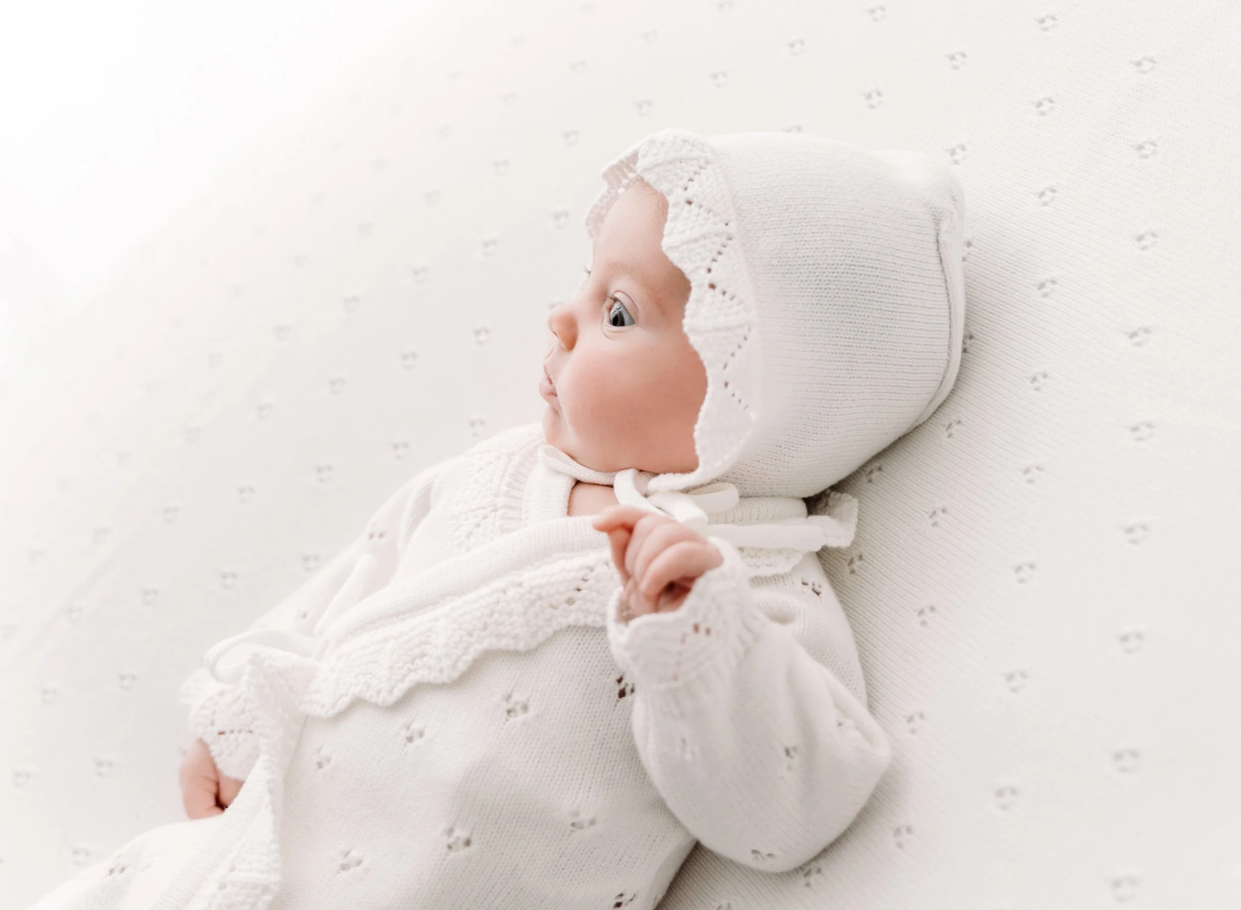 Pointelle Knit Romper & Bonnet Set