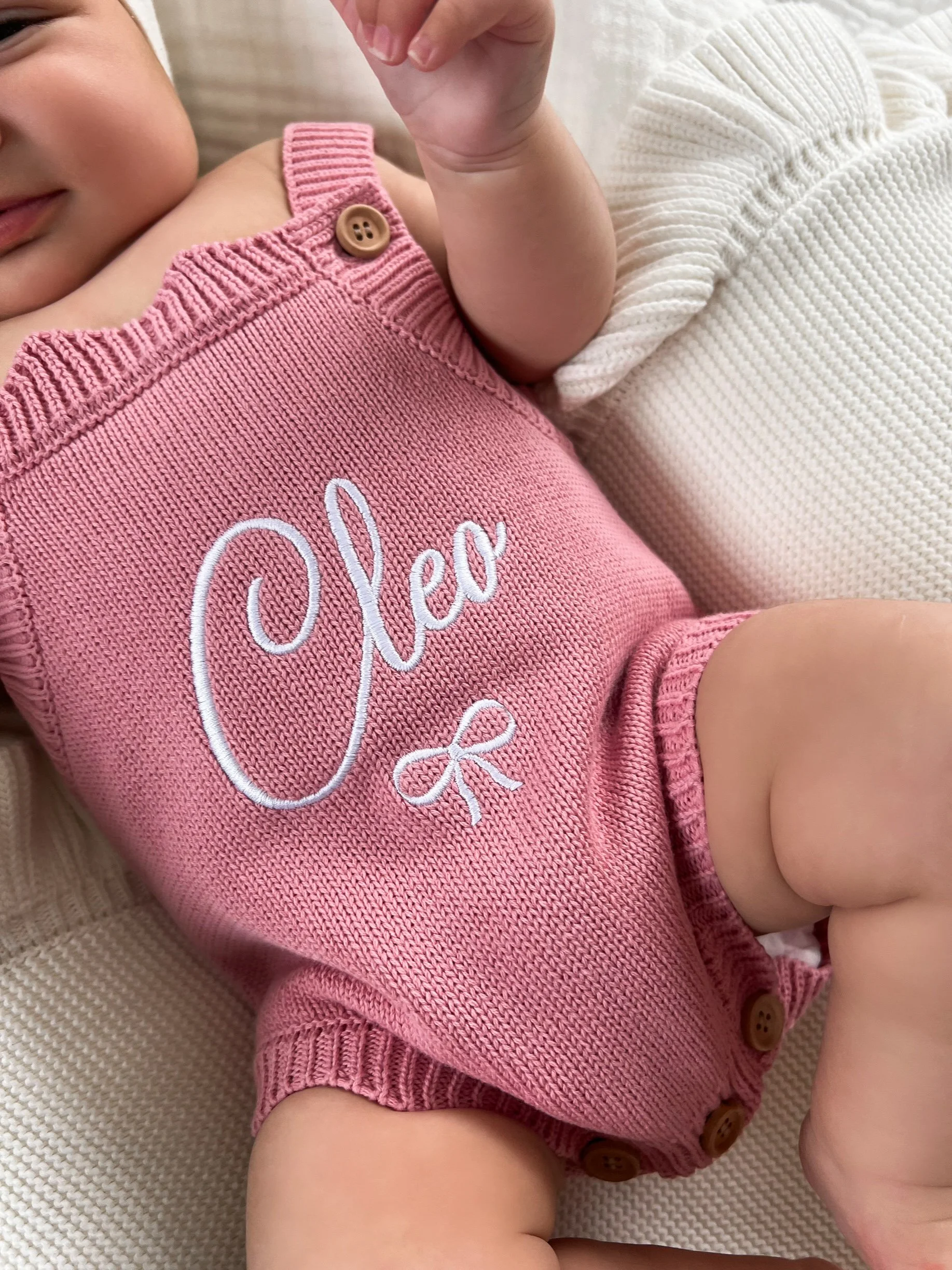 Dusty Rose Personalised Knit Summer Romper