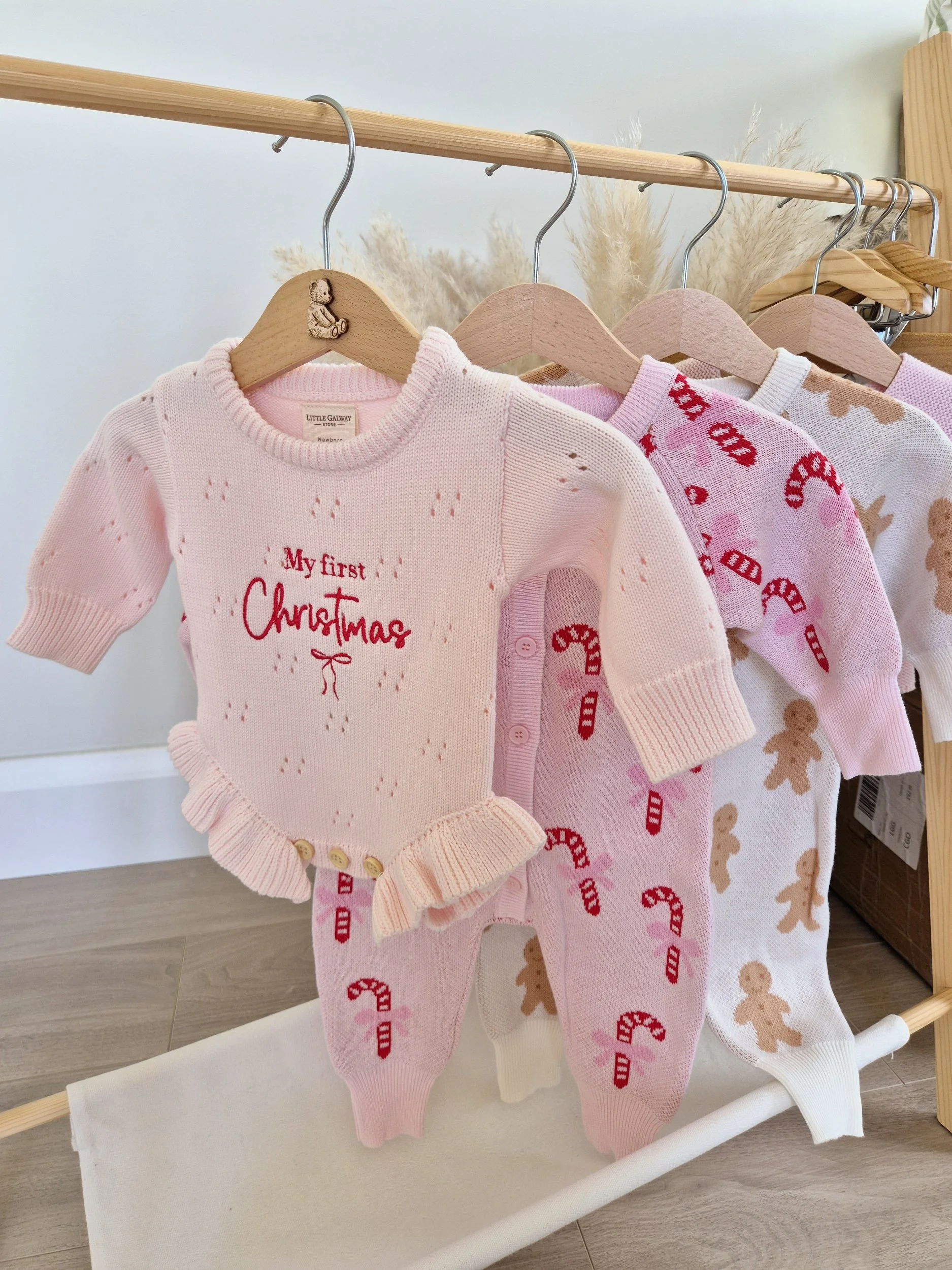 Powder Pink Pointelle Frill Romper - Christmas Edition