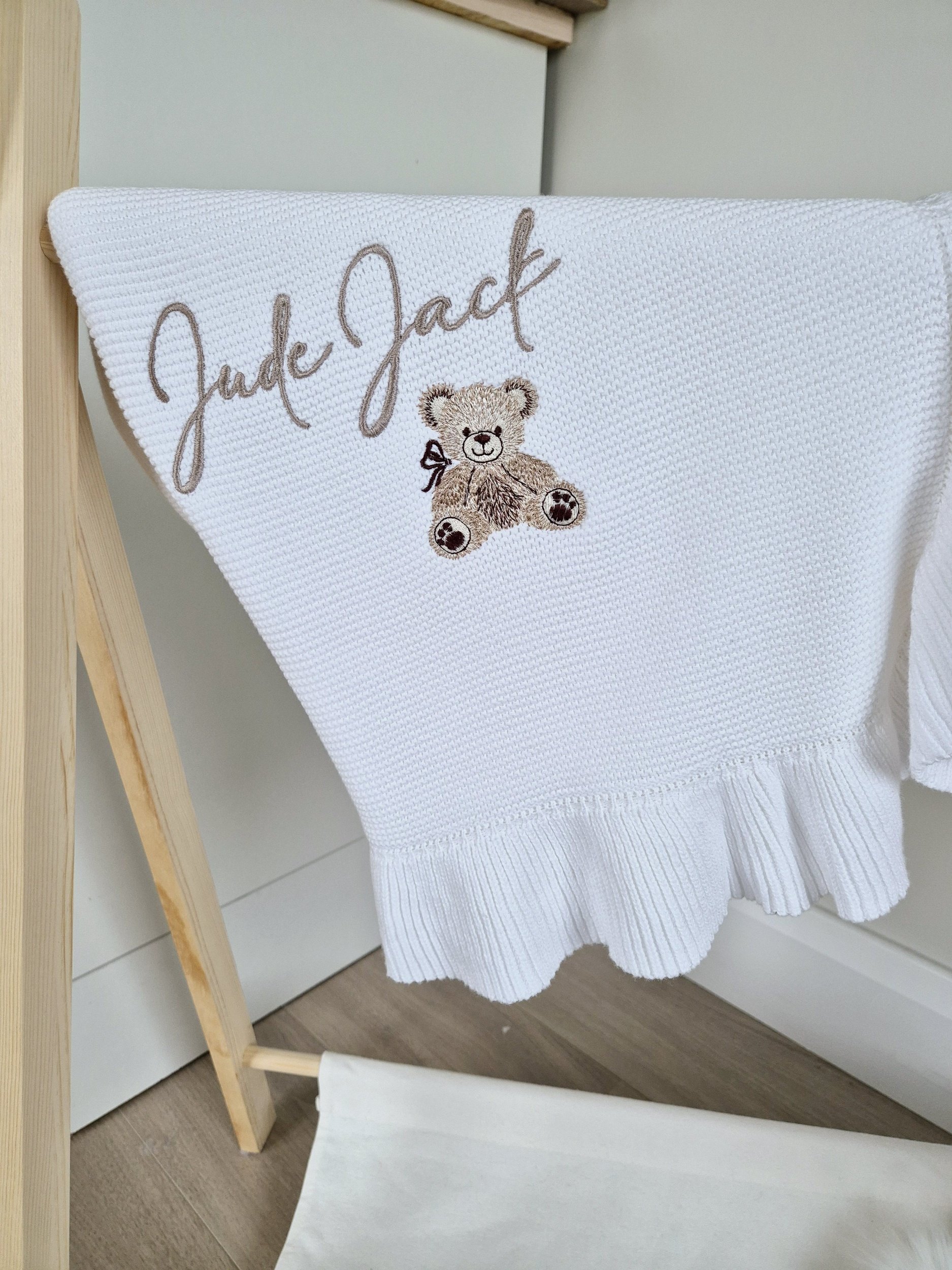 Personalised 100% Cotton Baby Blanket - Ruffle Edge