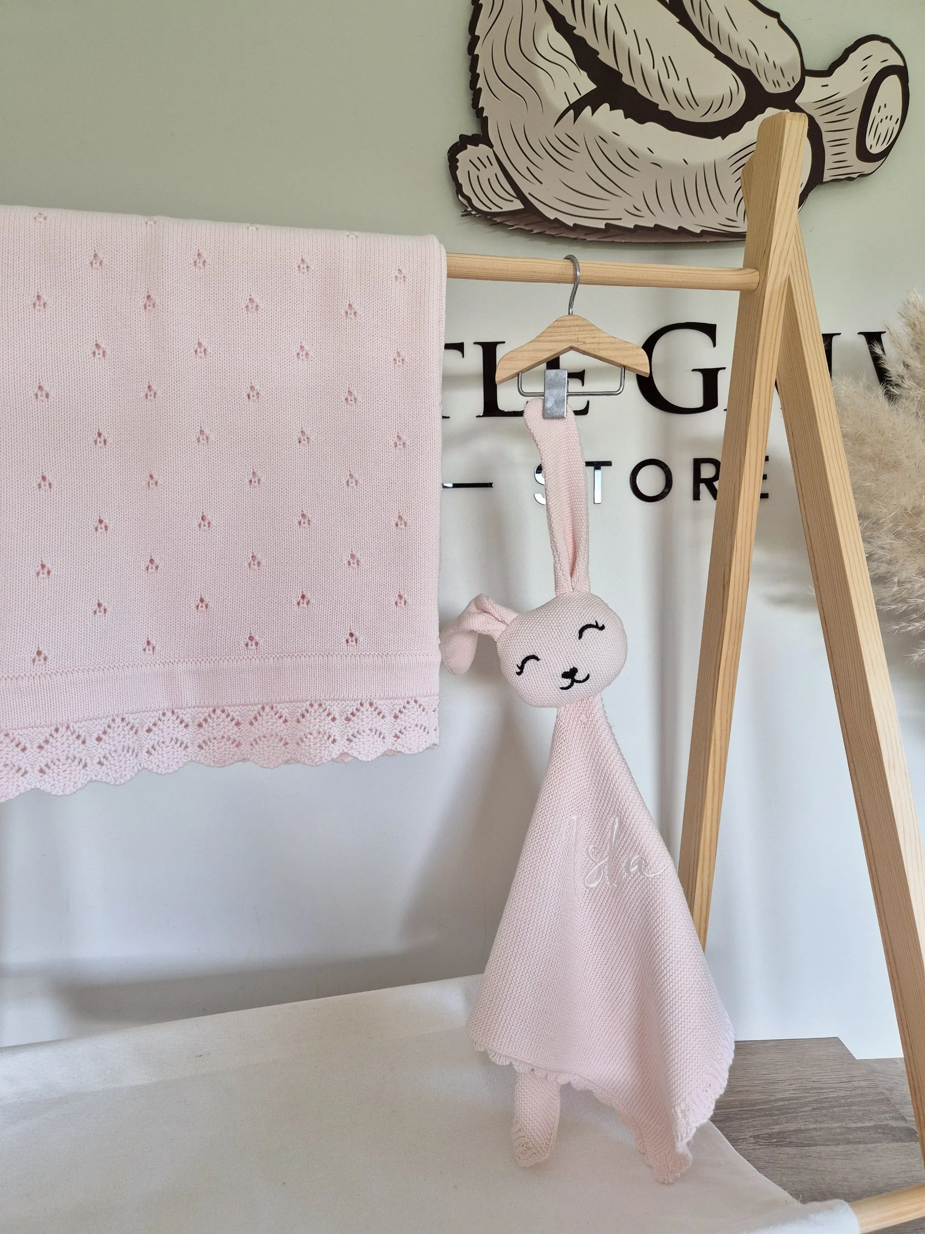 Personalised Knitted Baby Bunny Comforter