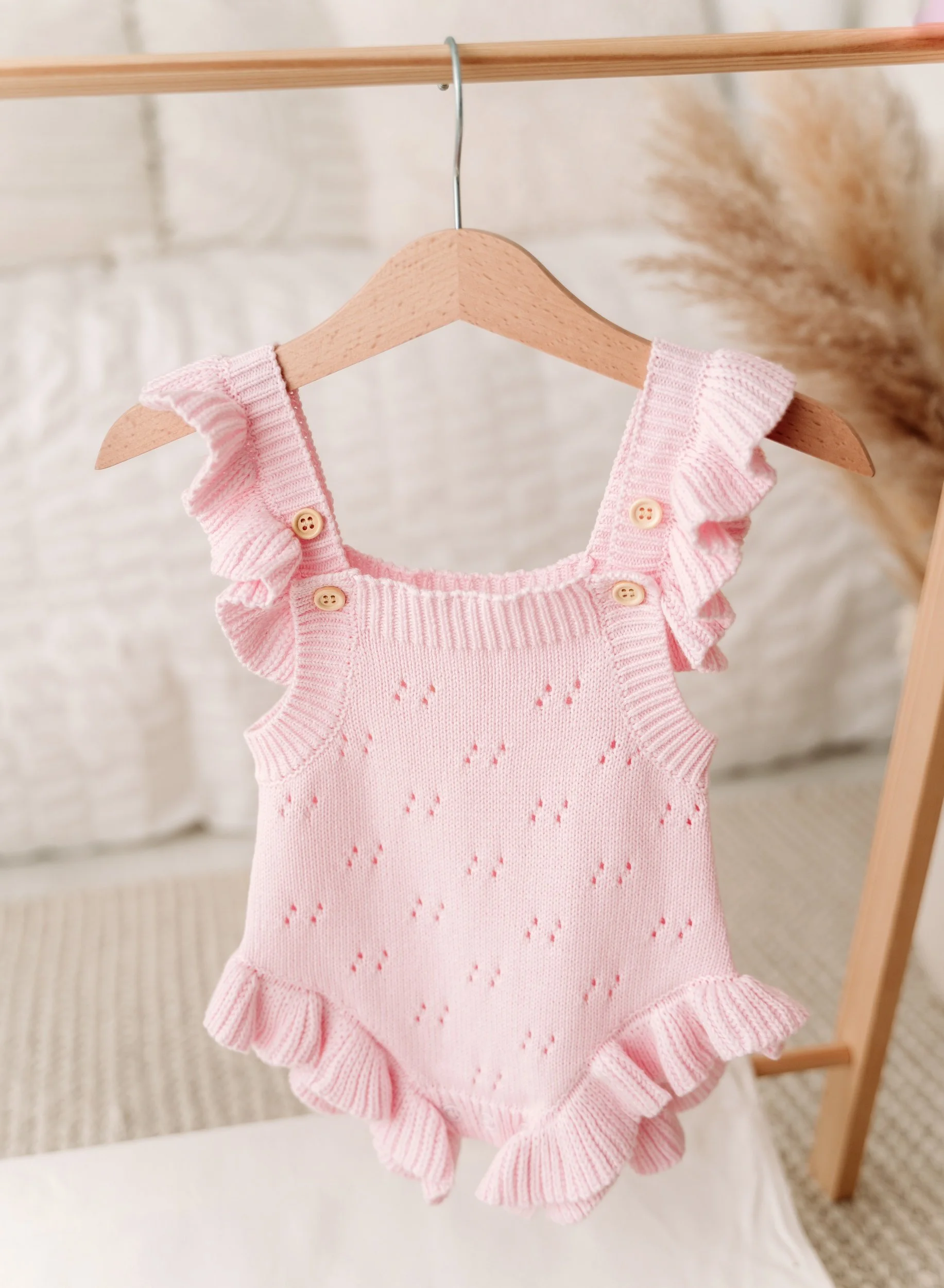 Pale Pink Ruffle Edge Romper