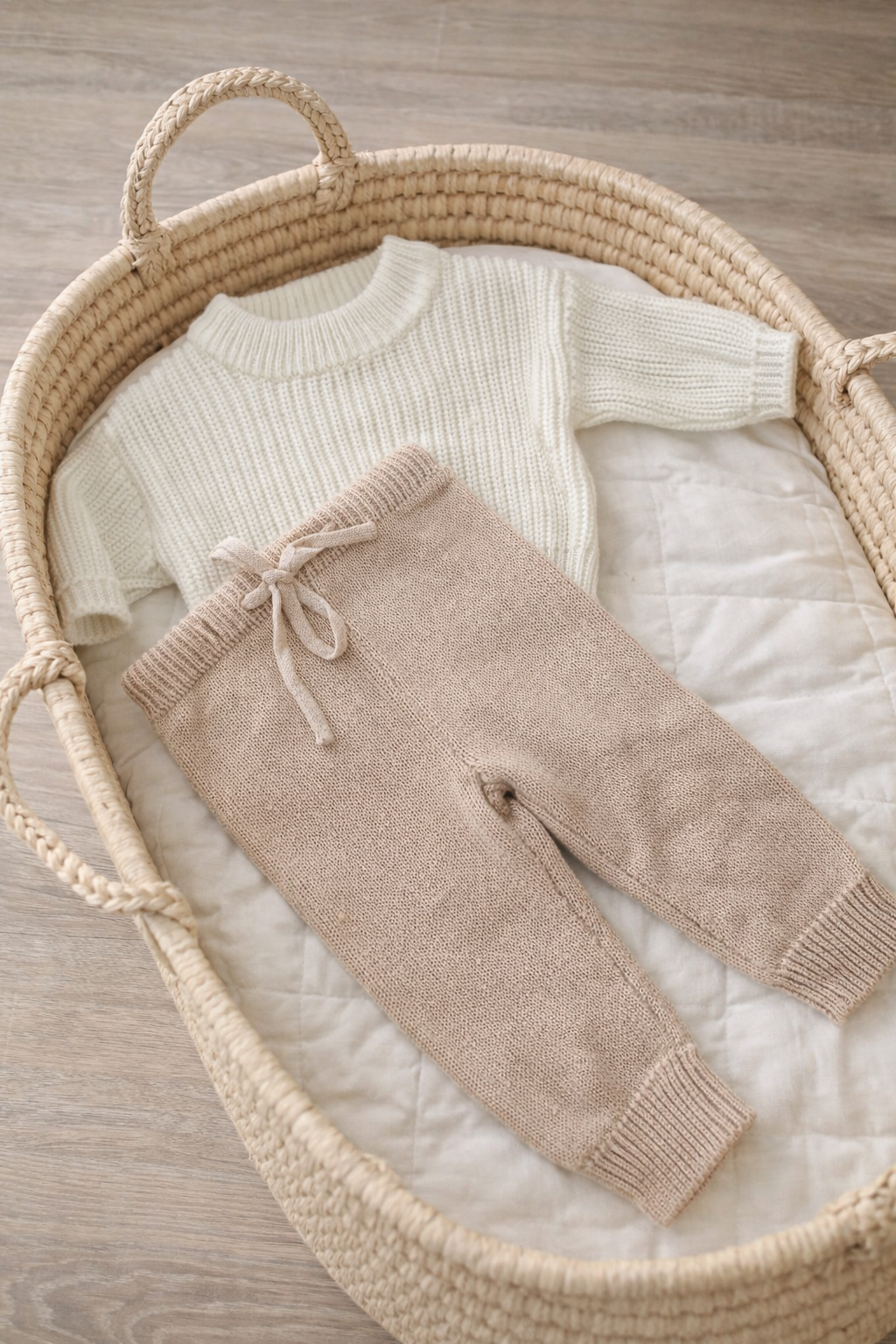 Baby Clothing Ireland - Cotton Knit Pants Oatmeal