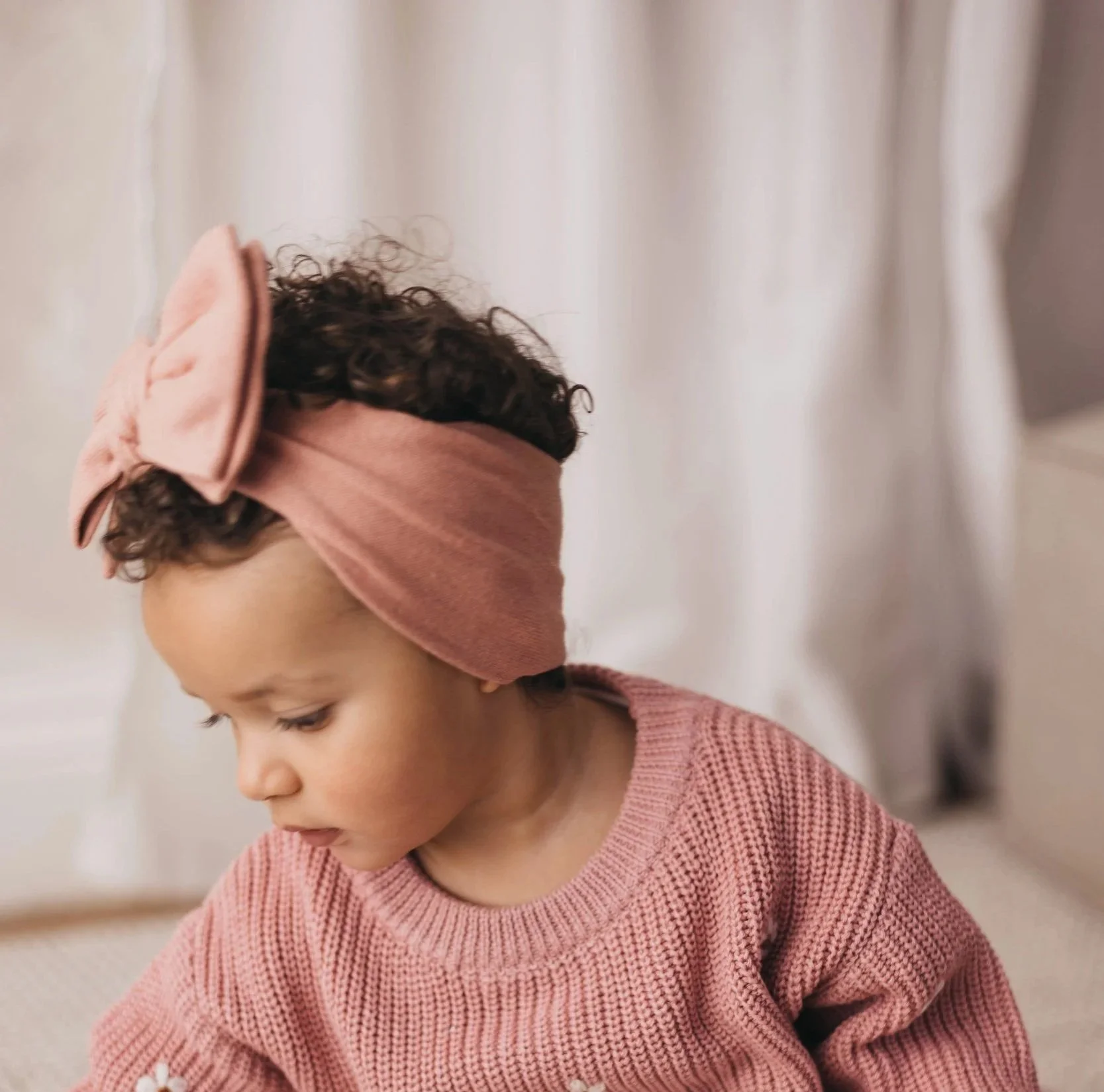 Blush Double Layered Cotton Headband Wrap
