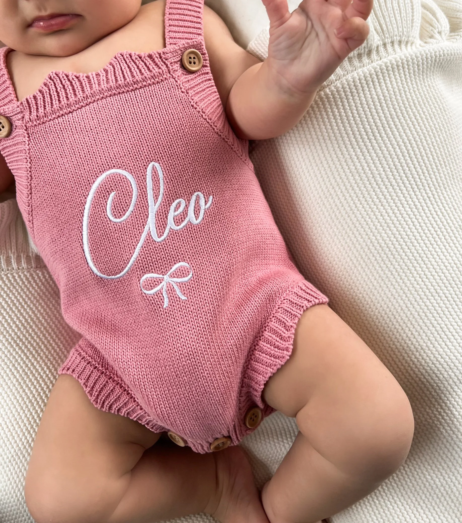Dusty Rose Personalised Knit Summer Romper