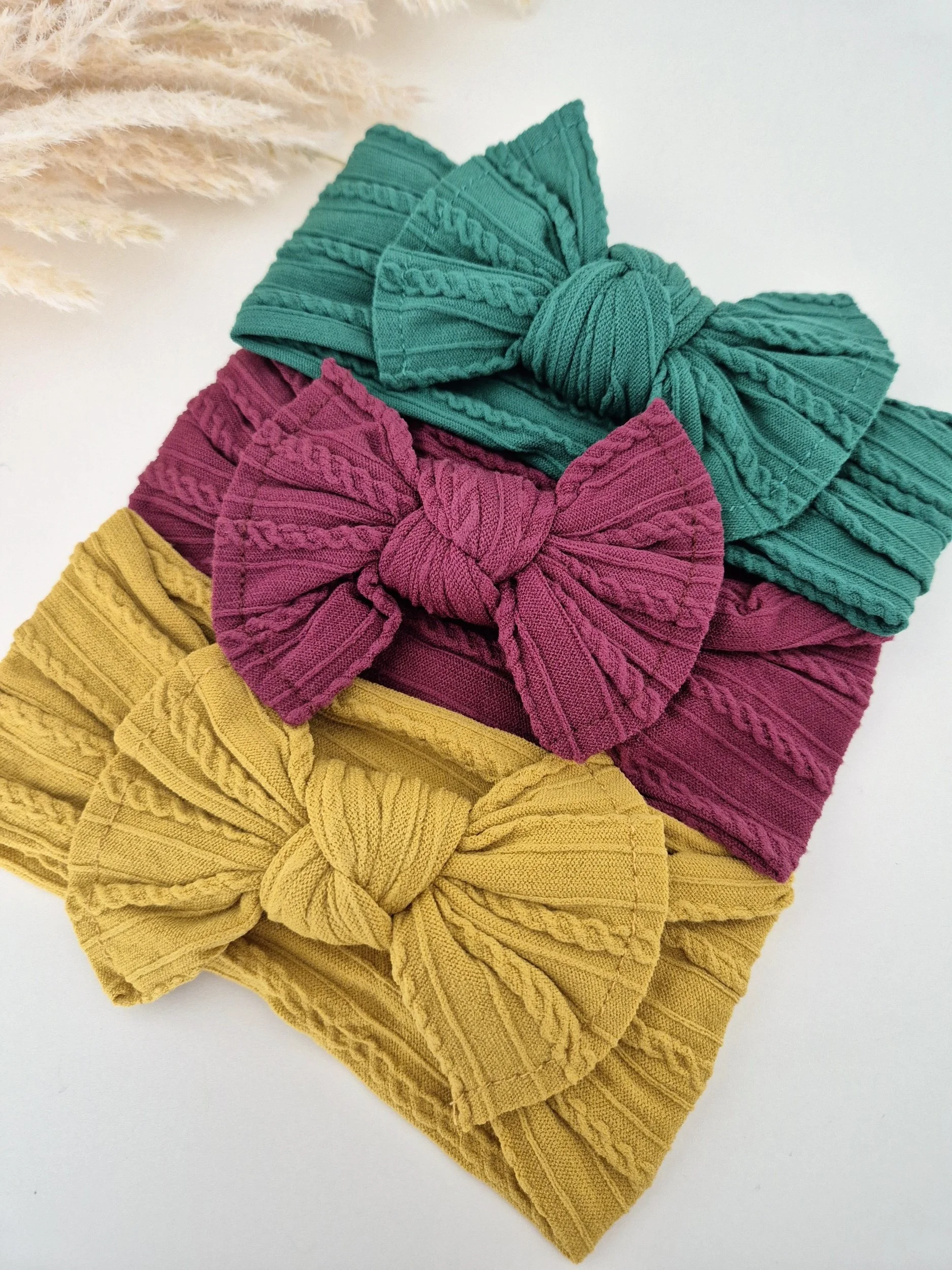 Baby Headband Cable Bow Wraps - Woodland Collection