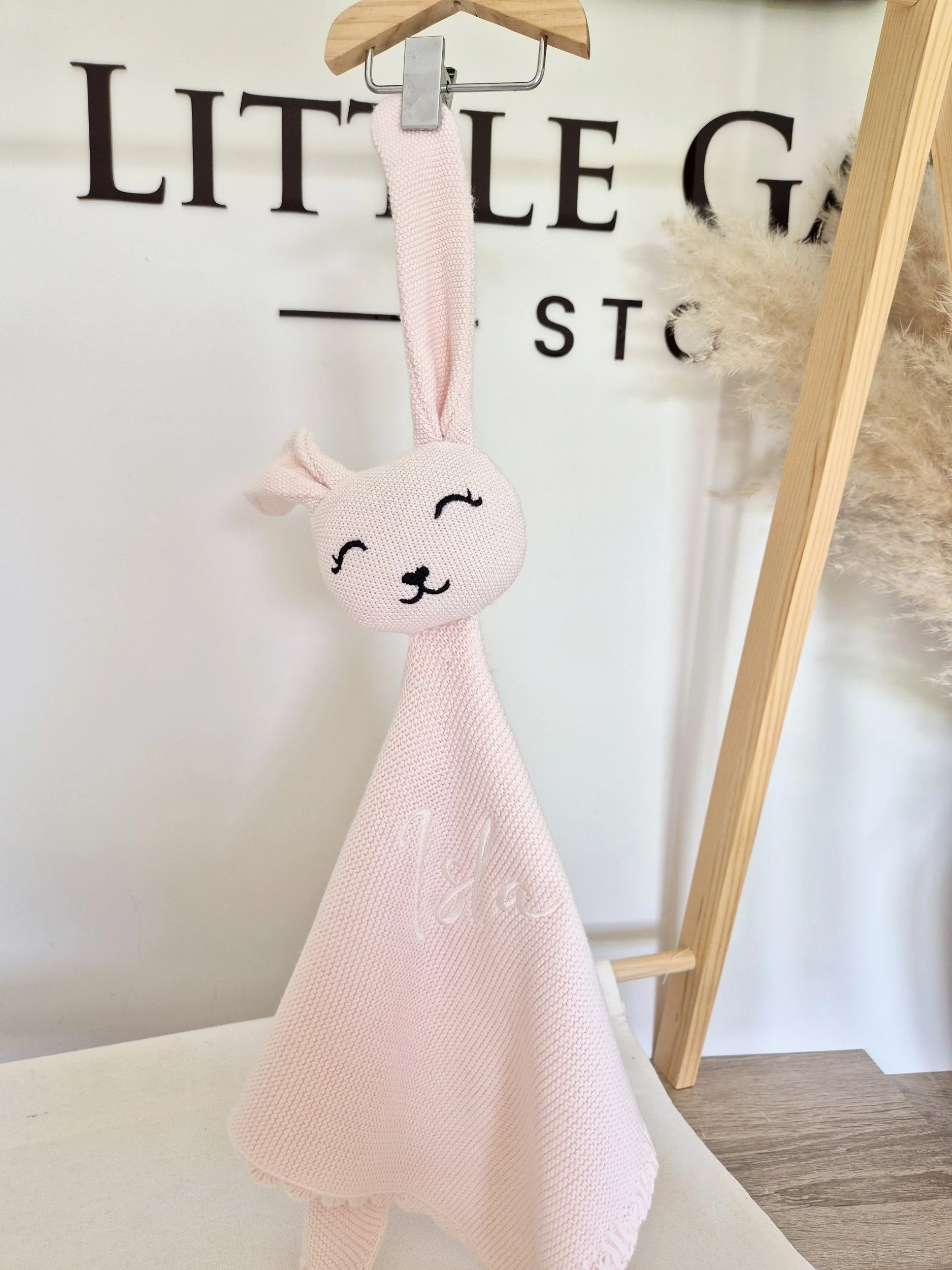 Personalised Knitted Baby Bunny Comforter