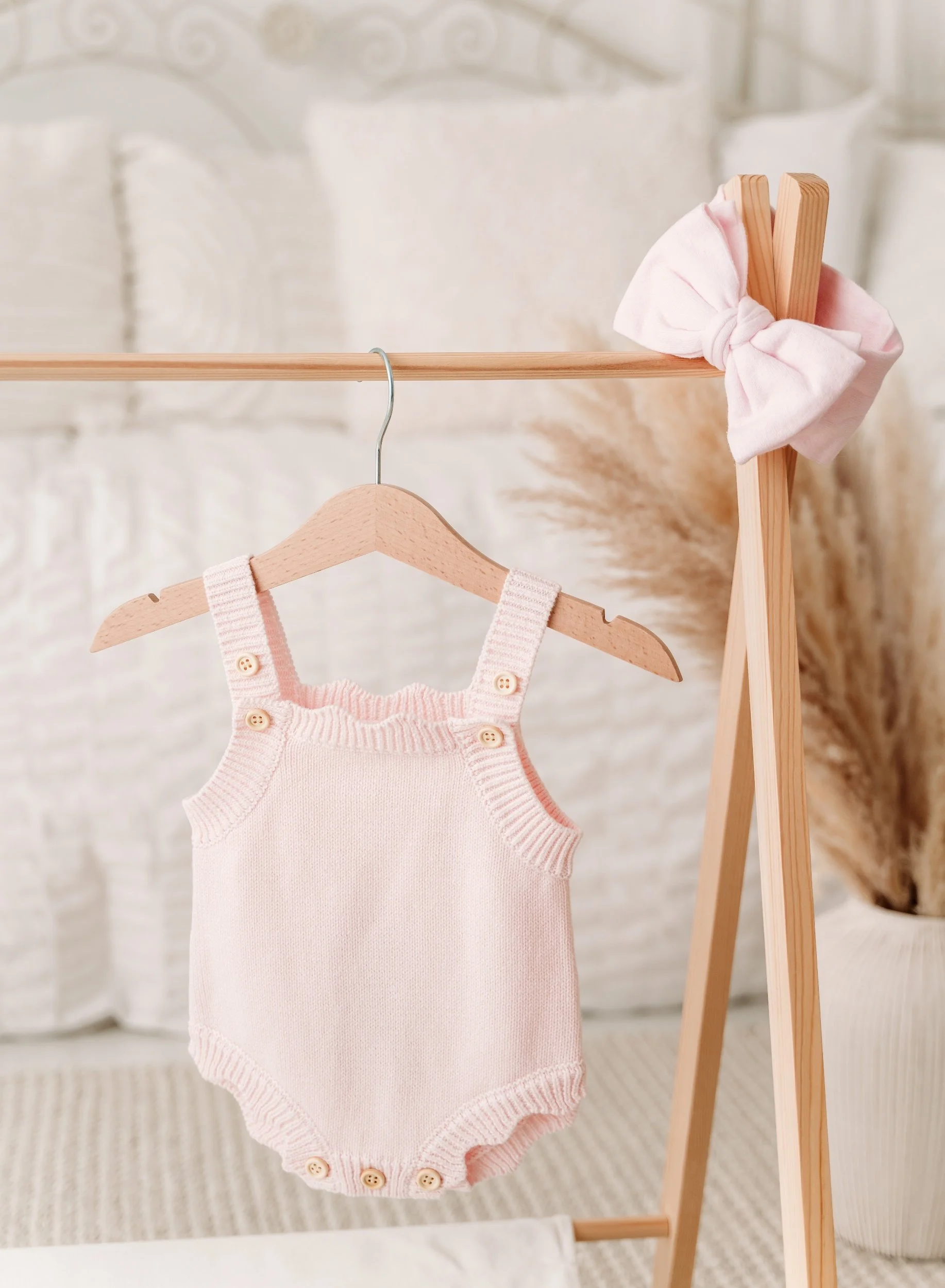 Powder Pink Scalloped Edge Romper