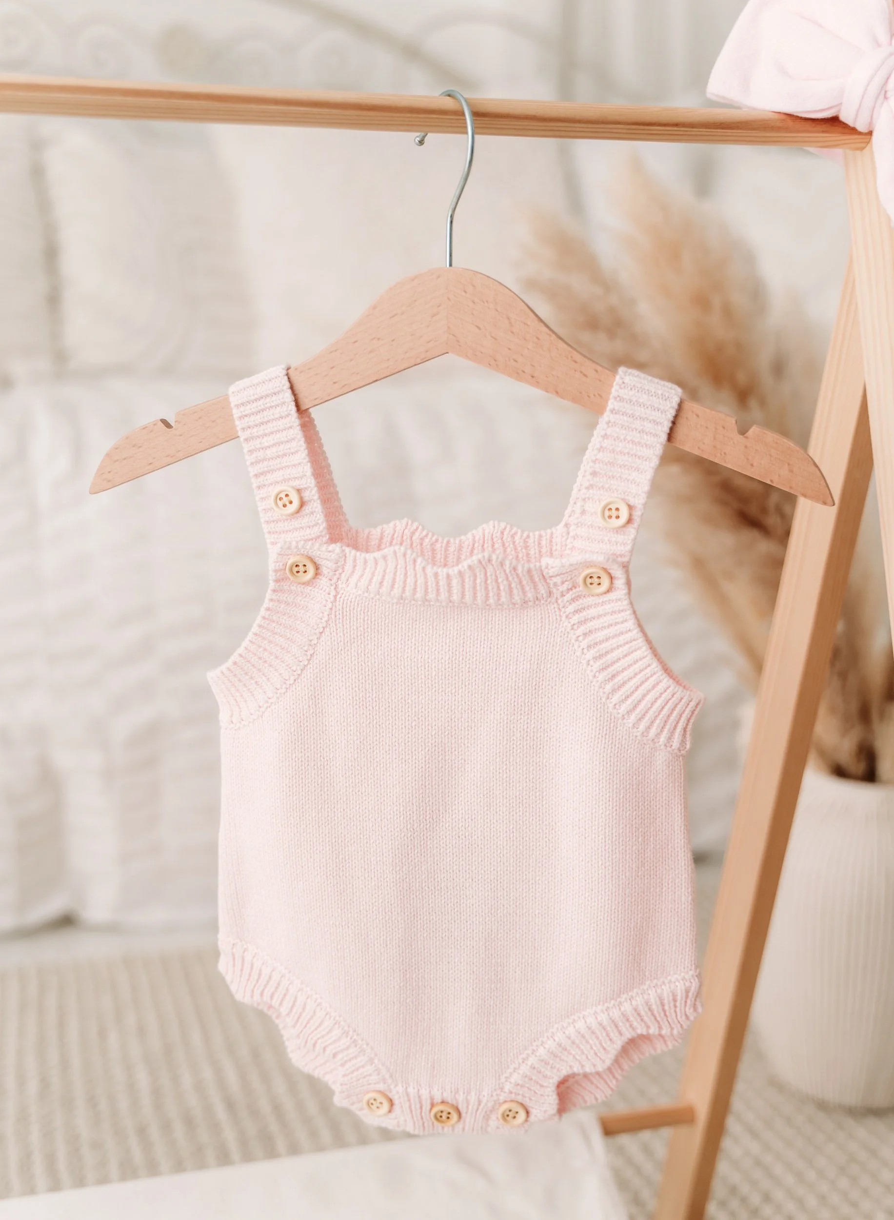 Powder Pink Scalloped Edge Romper