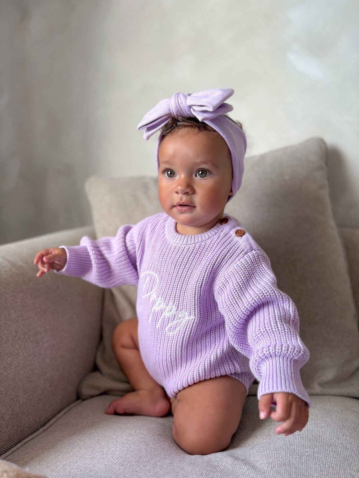 Lilac Personalised Knit Romper