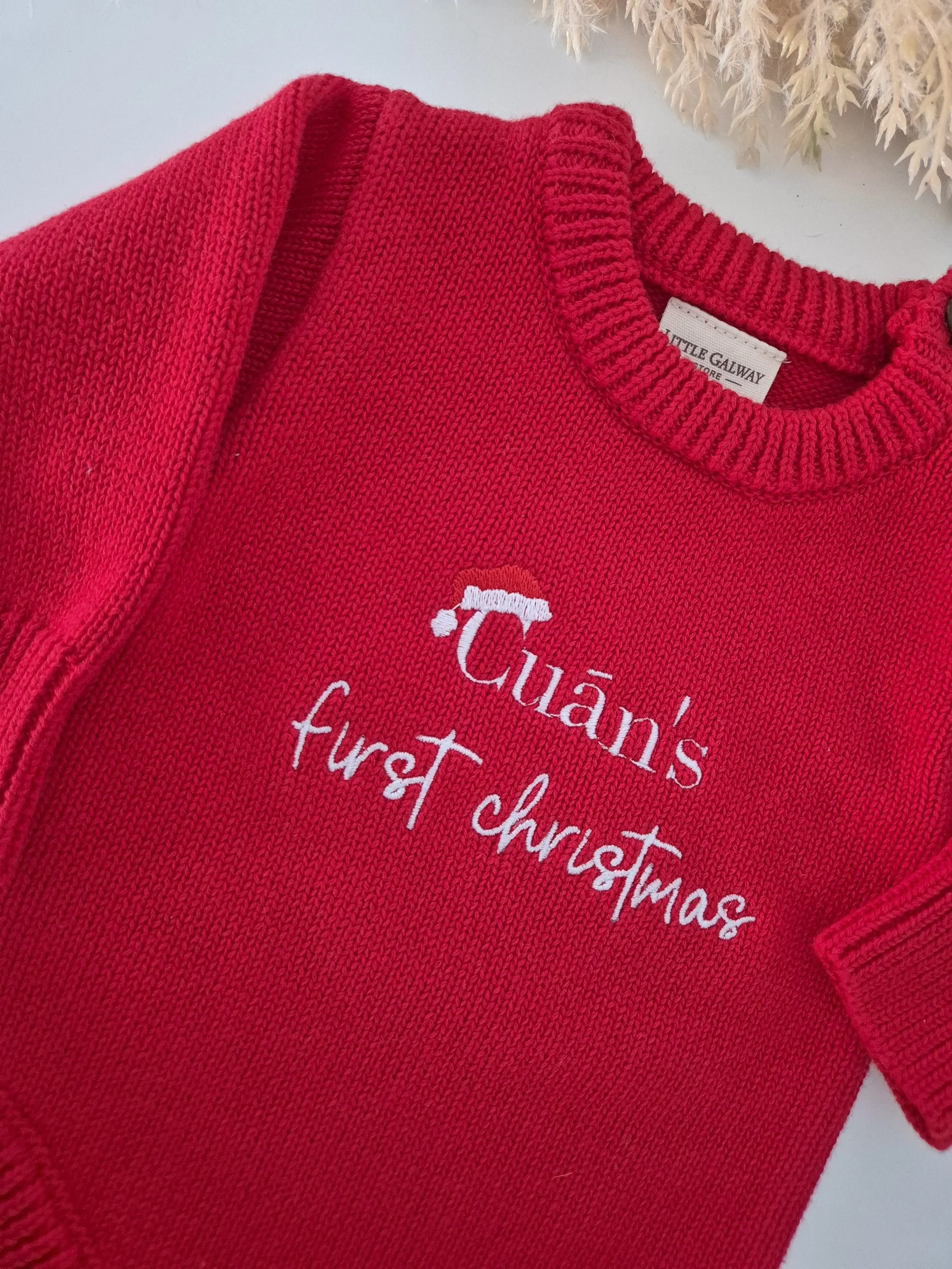 Christmas Red Knit Personalised Romper