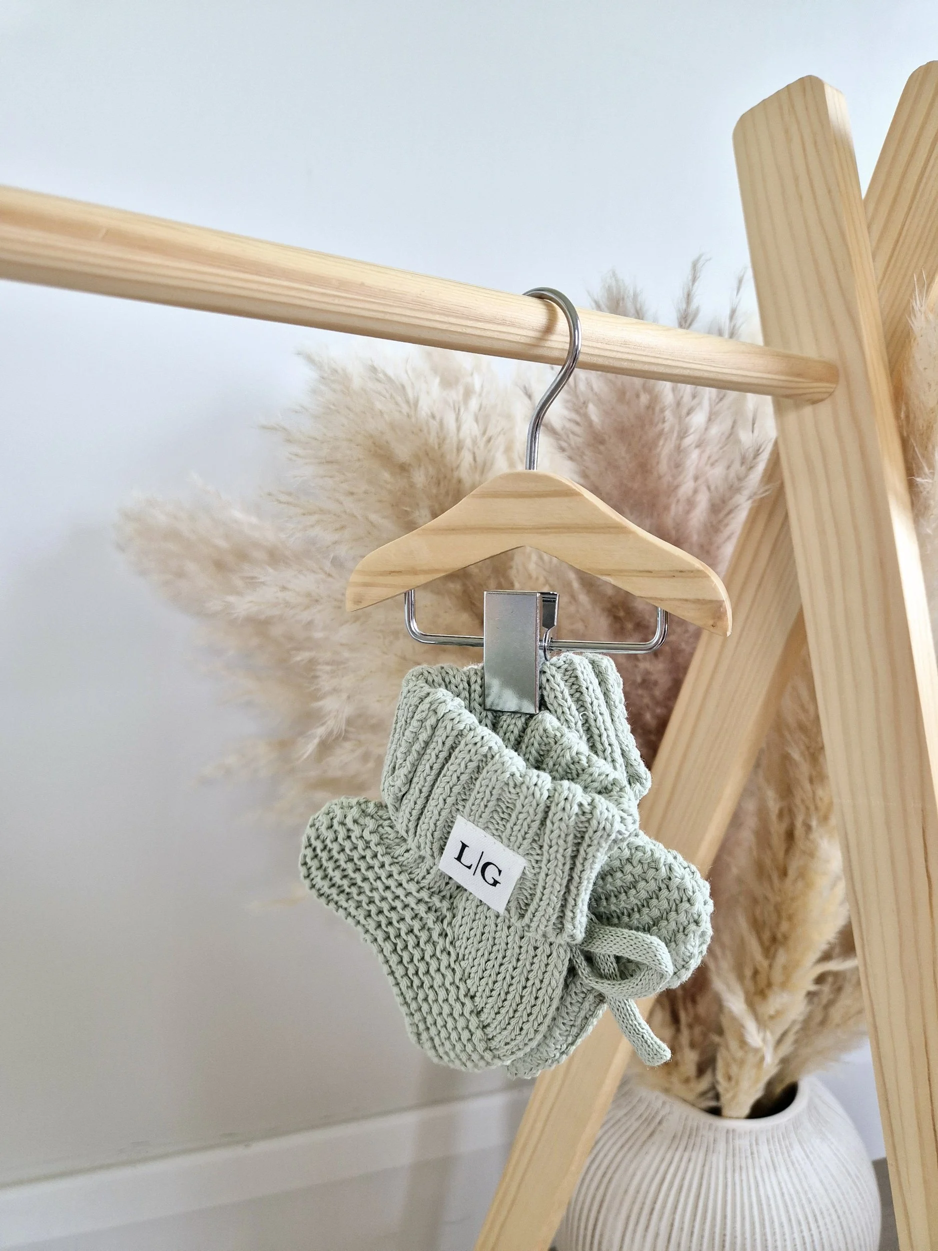 Sage Green Knitted Baby Booties