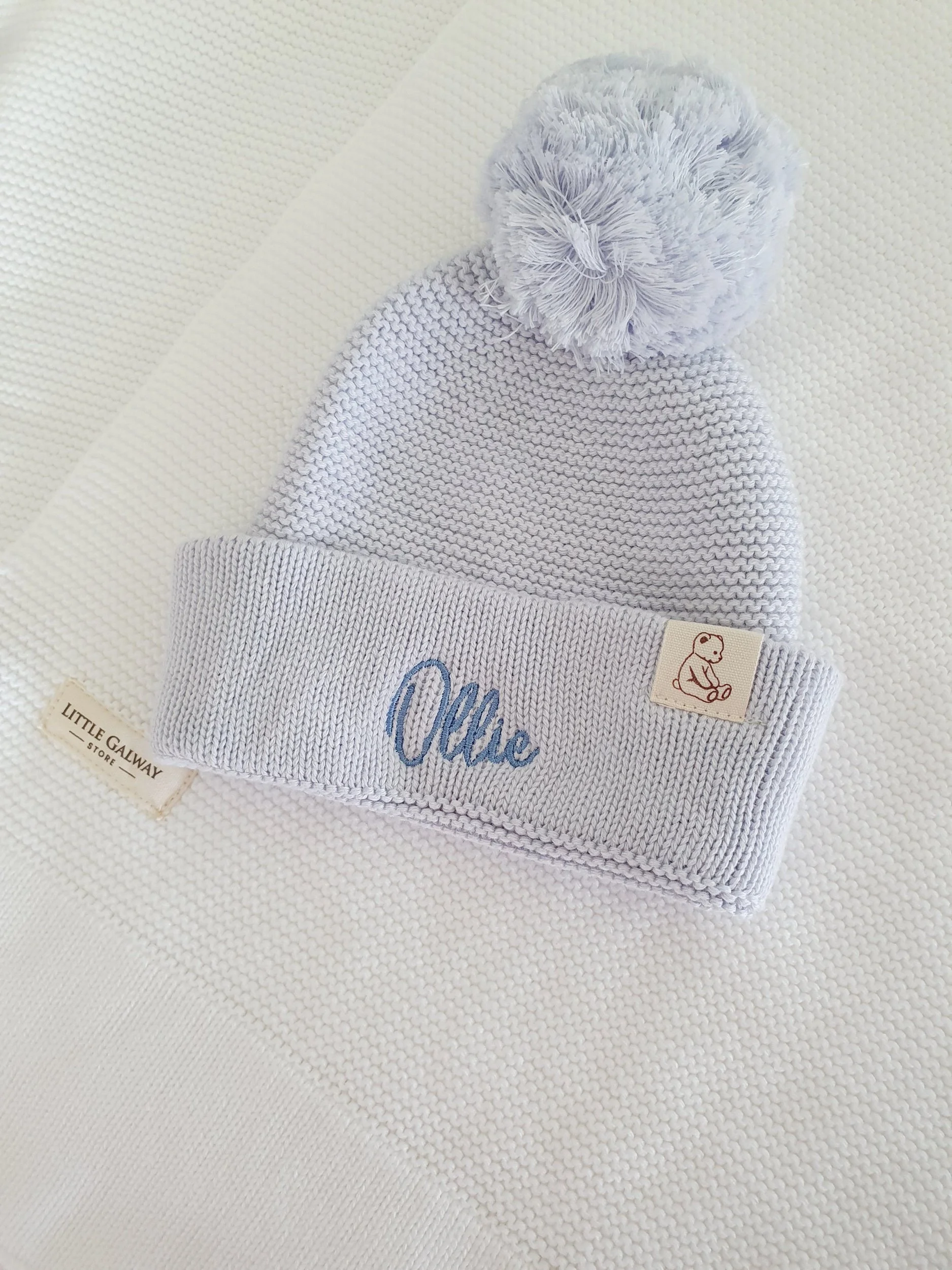 Cotton Bobble Hat - Powder Blue