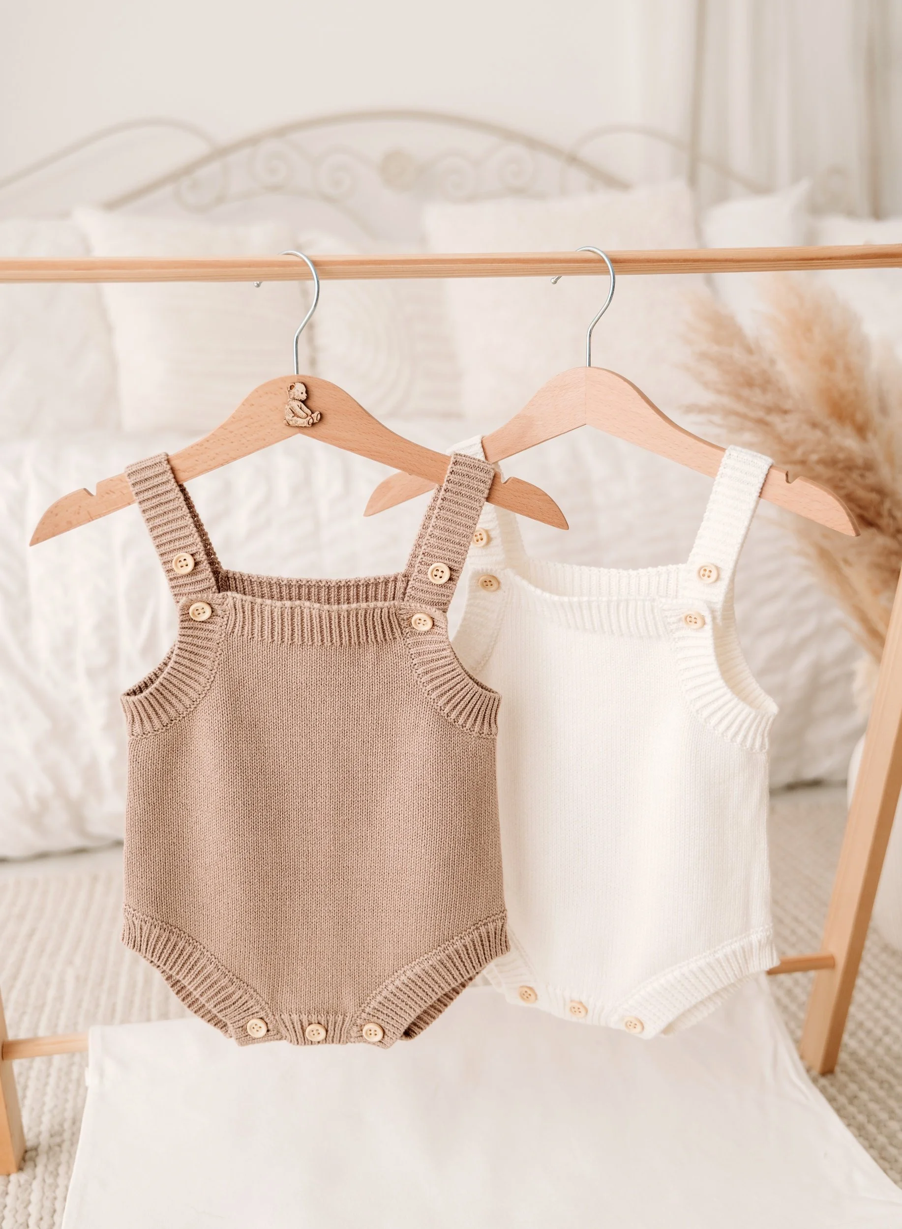 Neutral Sleeveless Knit Romper (Pearl & Oatmeal)