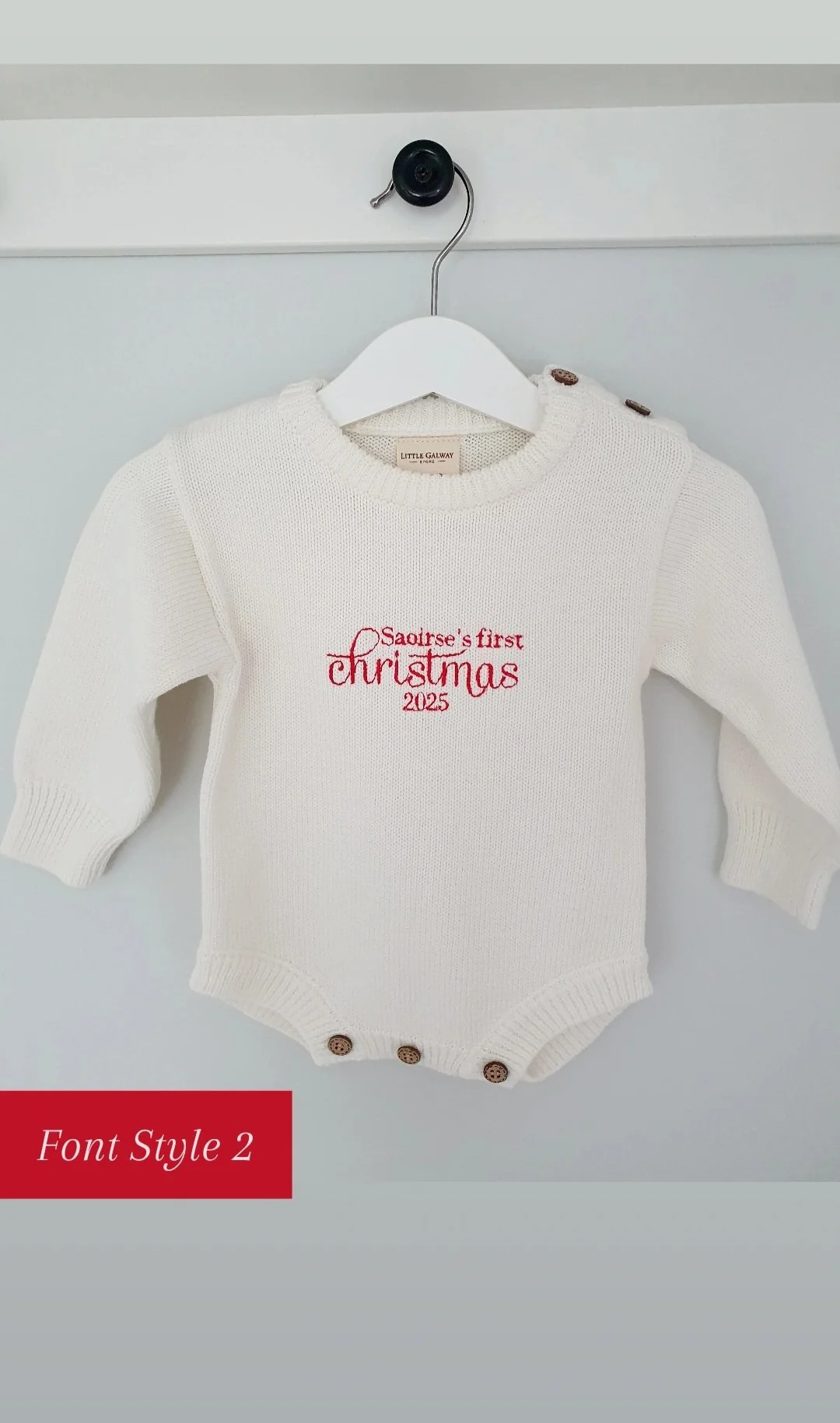 Pearl Knit Personalised Romper - Christmas