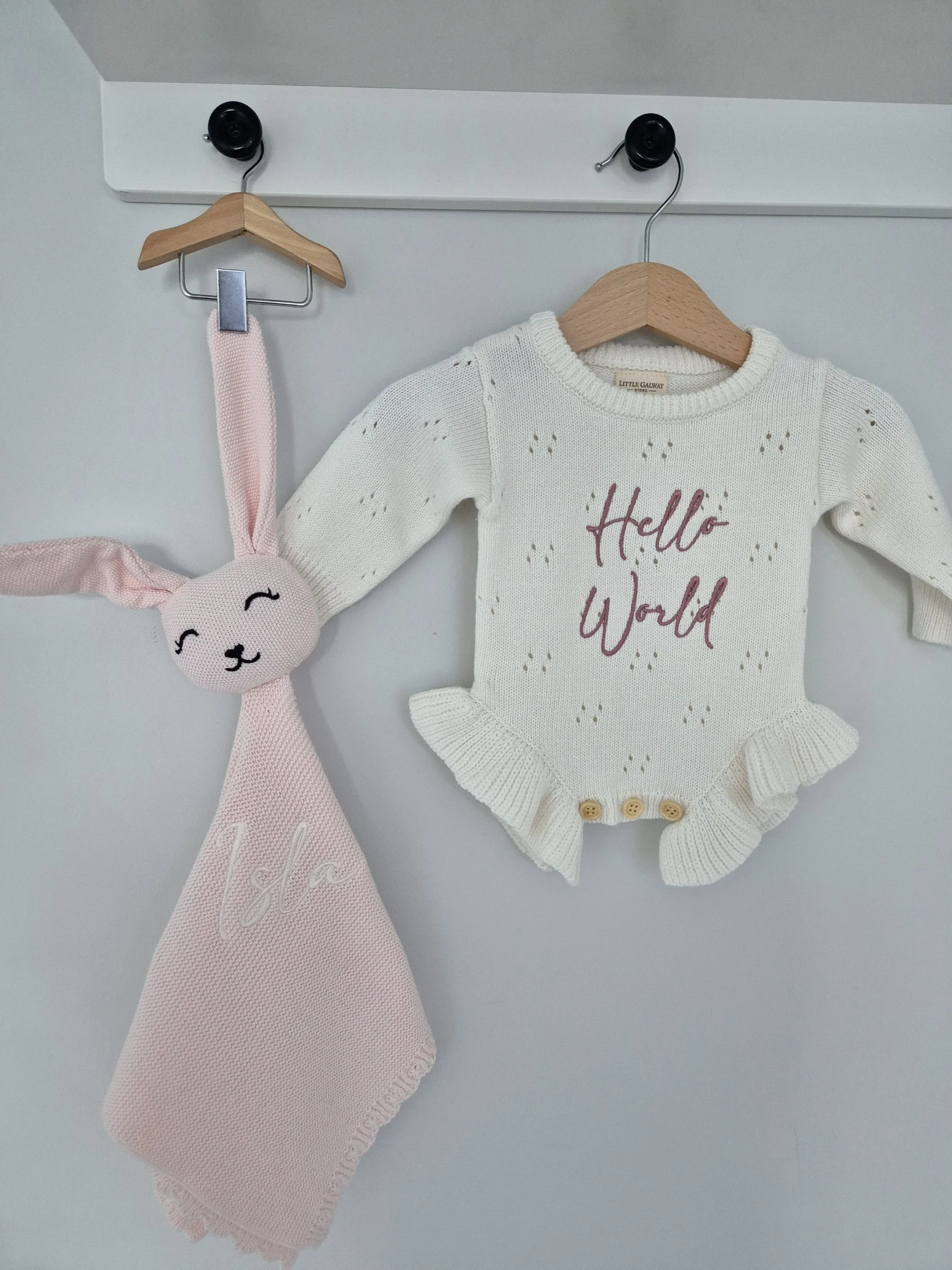 Personalised Knitted Baby Bunny Comforter