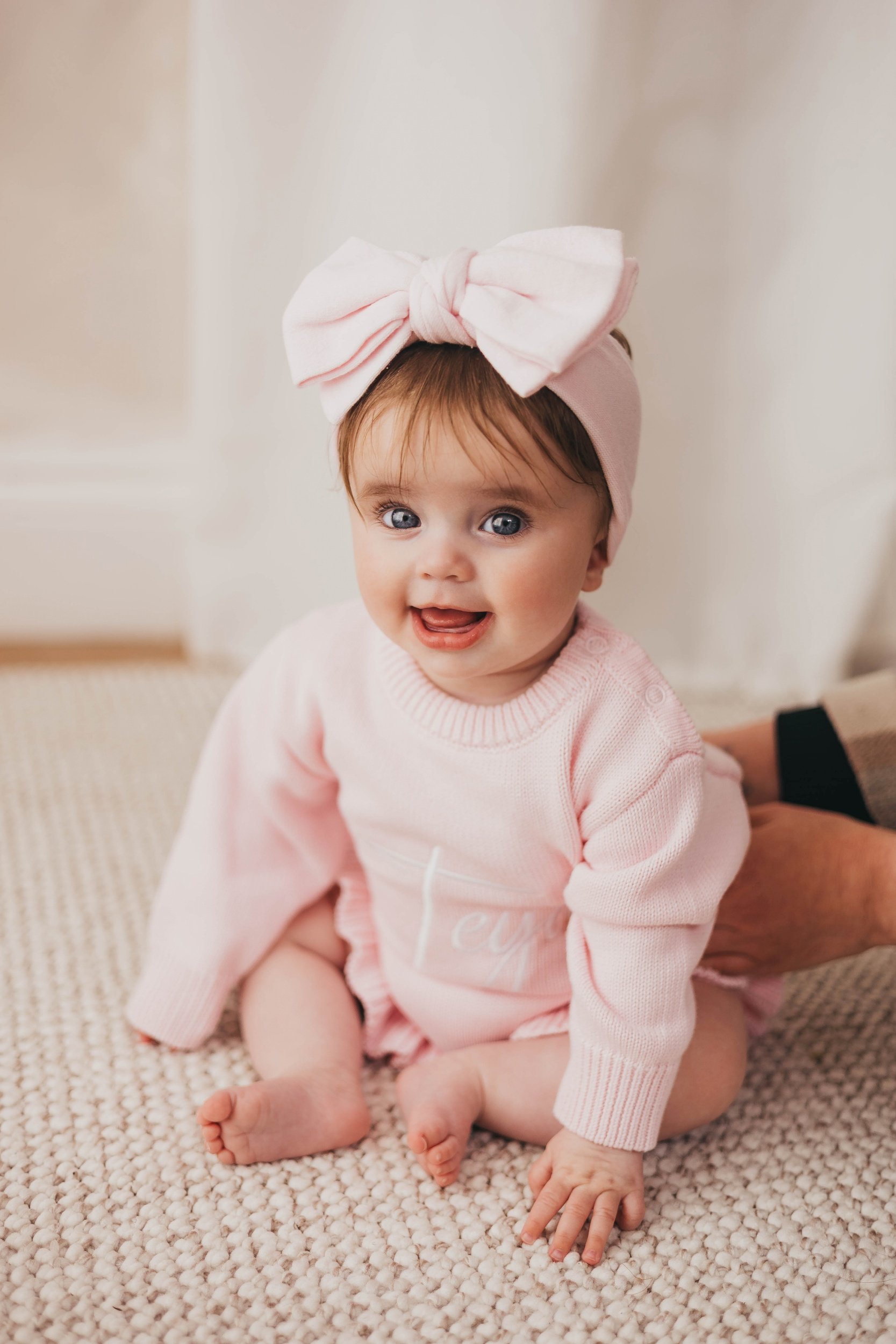 Pale Pink Ruffle Personalised Knit Romper