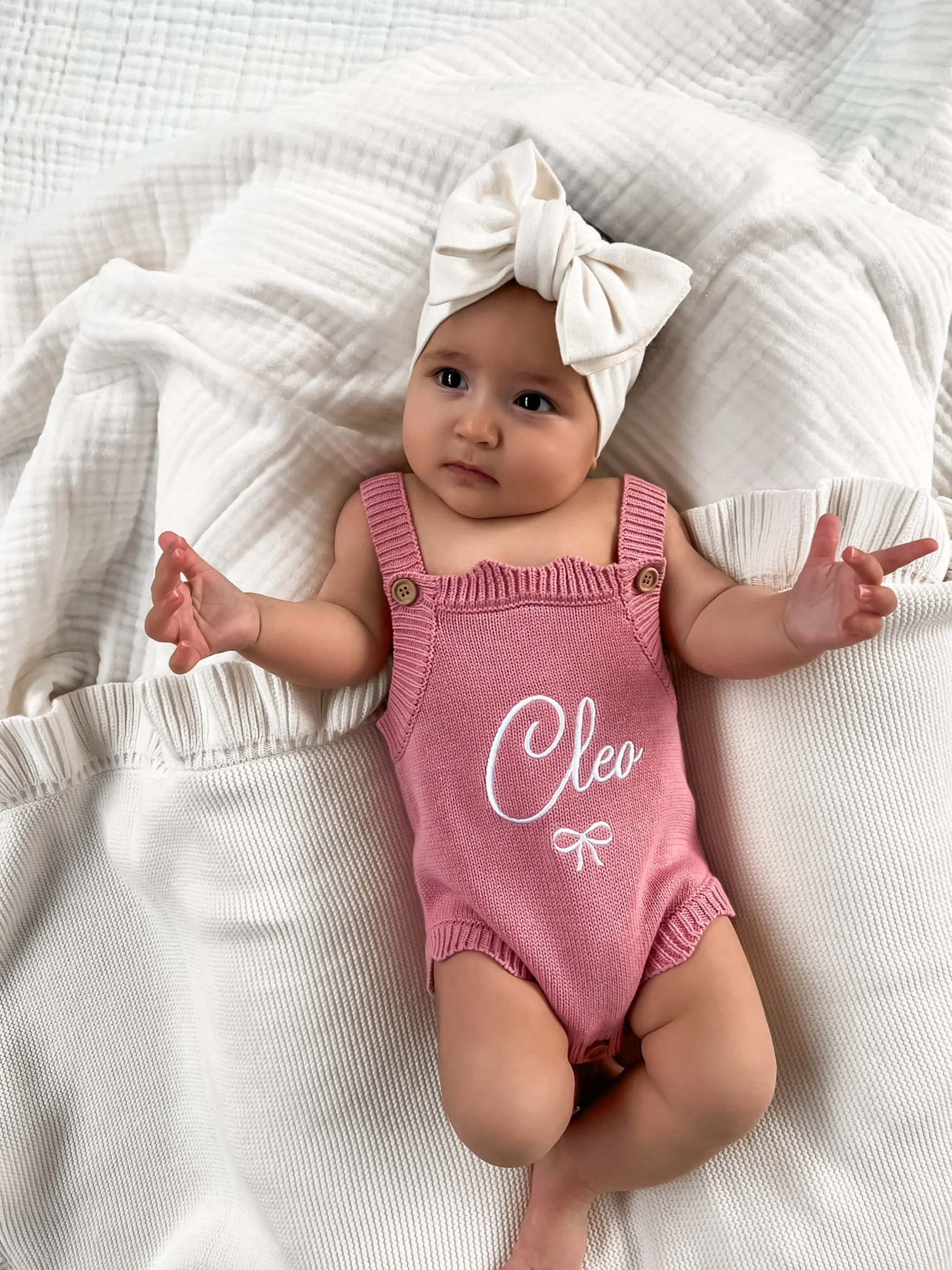 Dusty Rose Personalised Knit Summer Romper