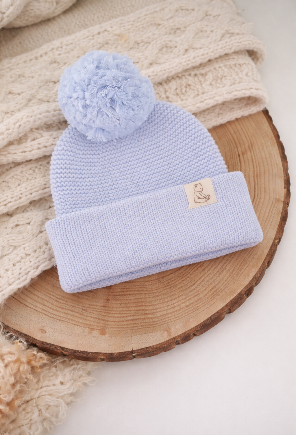 Cotton Bobble Hat - Powder Blue