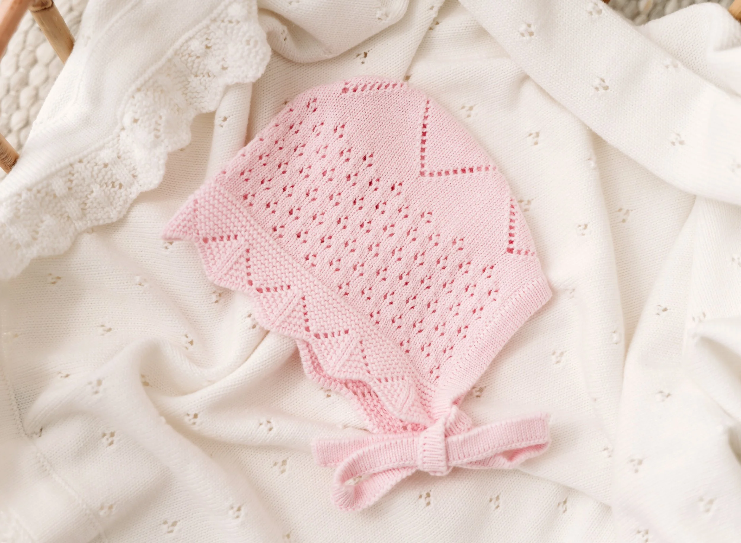 Pale Pink Pointelle Bonnet