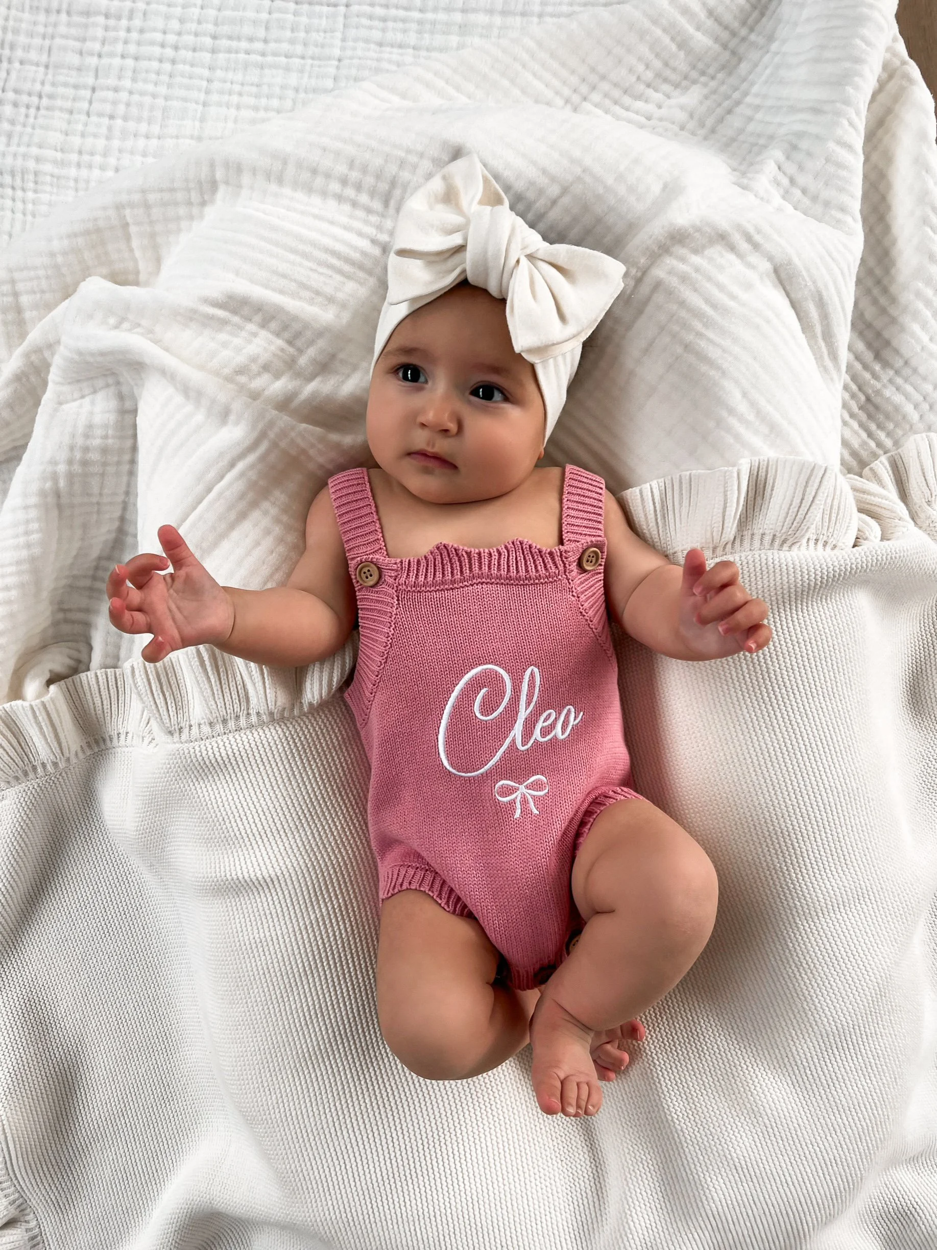 Dusty Rose Personalised Knit Summer Romper
