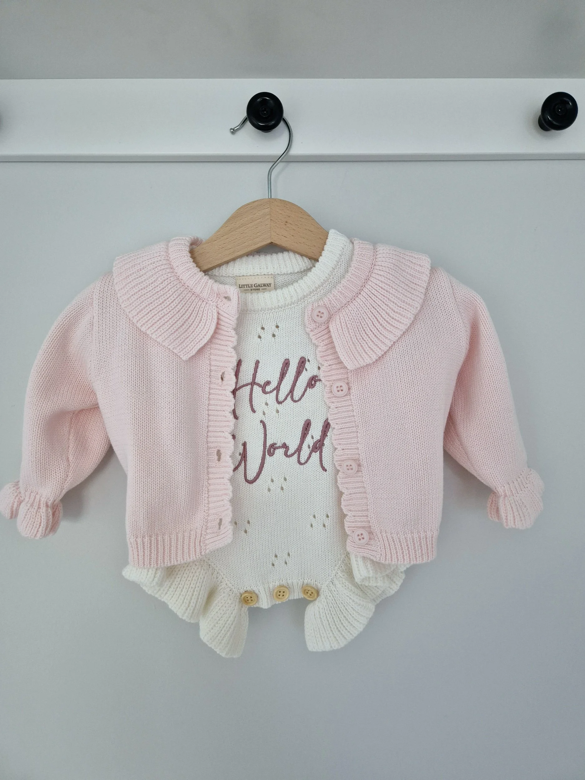 Powder Pink Ruffle Collar Cardigan