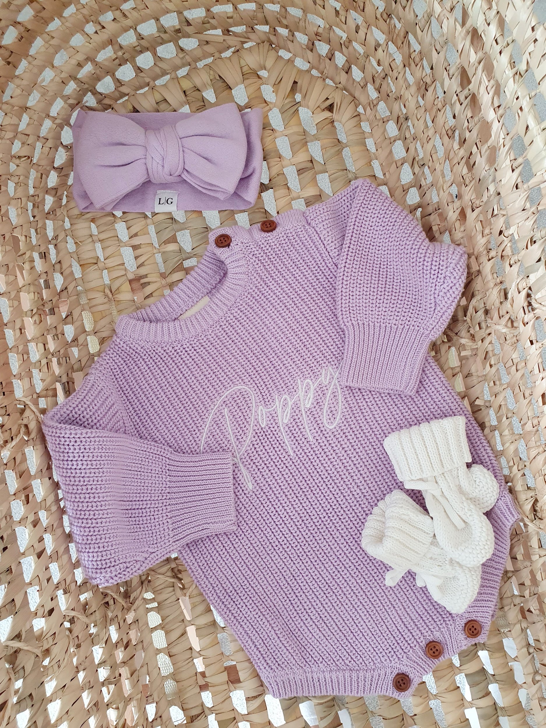 Lilac Personalised Knit Romper