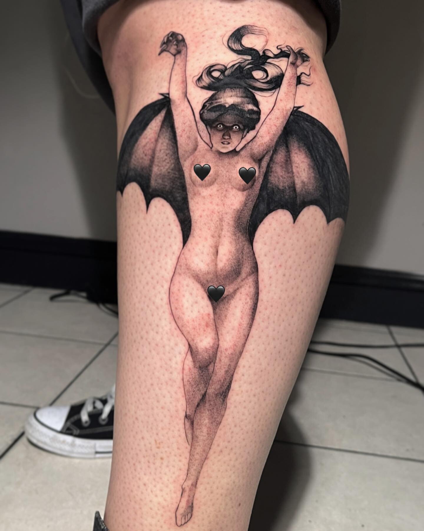 🦇 La femme chauve-souris by Albert Joseph P&eacute;not 🦇 
Throwback 🖤
Done @bullseyetattoostudio