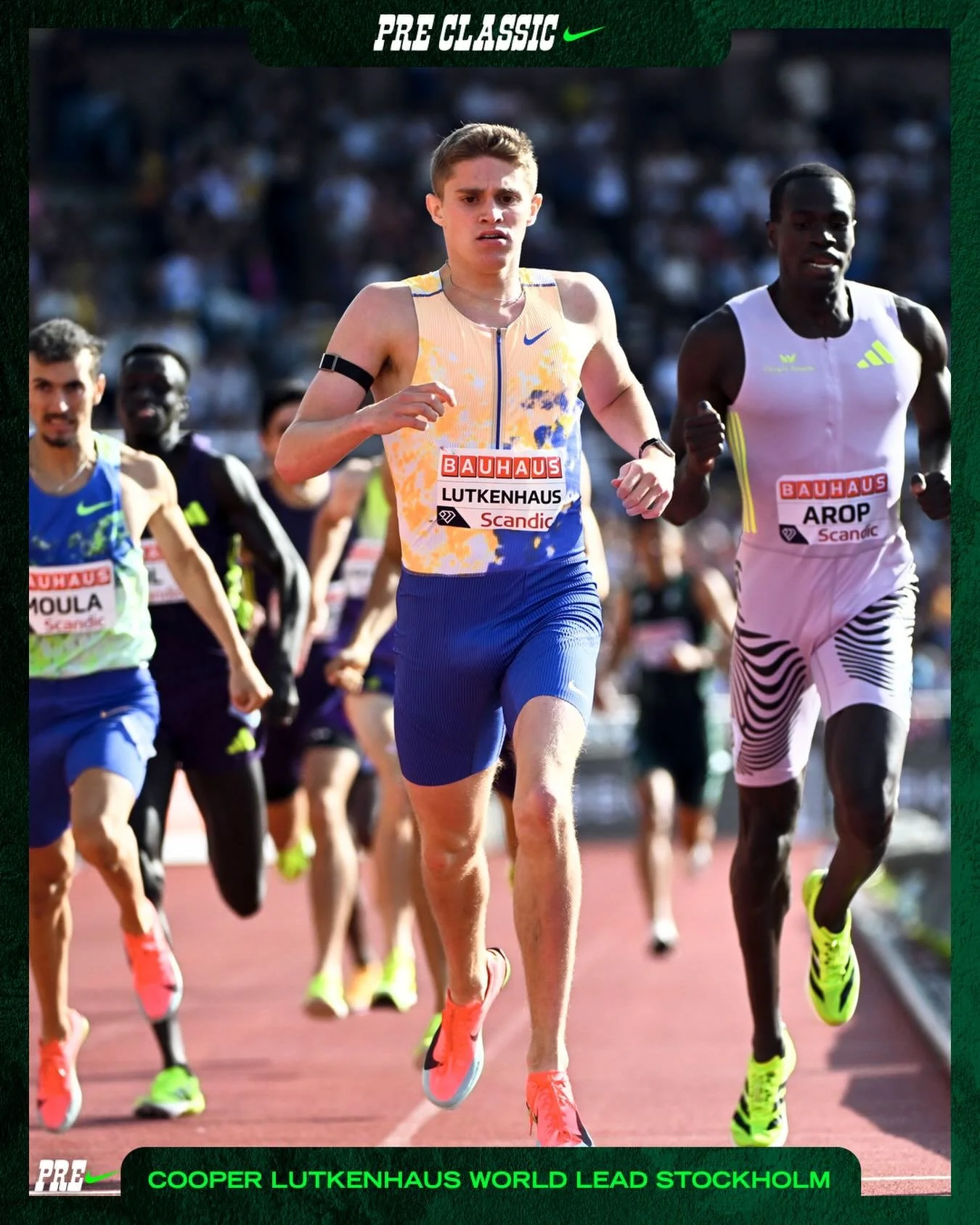 An exceptional performance ⚡️
 
Cooper Lutkenhaus ran 1:42.70 in the men&rsquo;s 800m to take the world lead at the Bauhaus-Galan in Stockholm 👏
 
Come see him at the Pre Classic July 4 💎