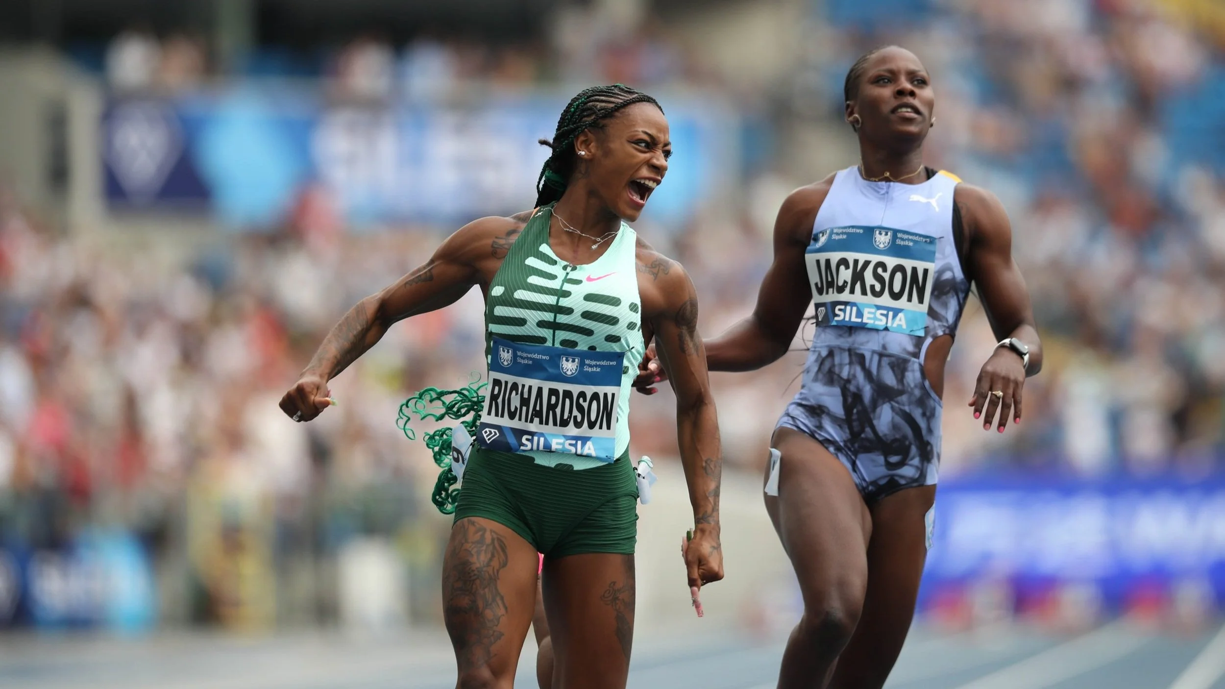 Sha’Carri Richardson wins 100m showdown against Shericka Jackson in