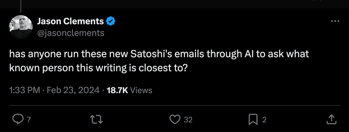 Satoshi Nakamoto Speaks (Through Old Emails)