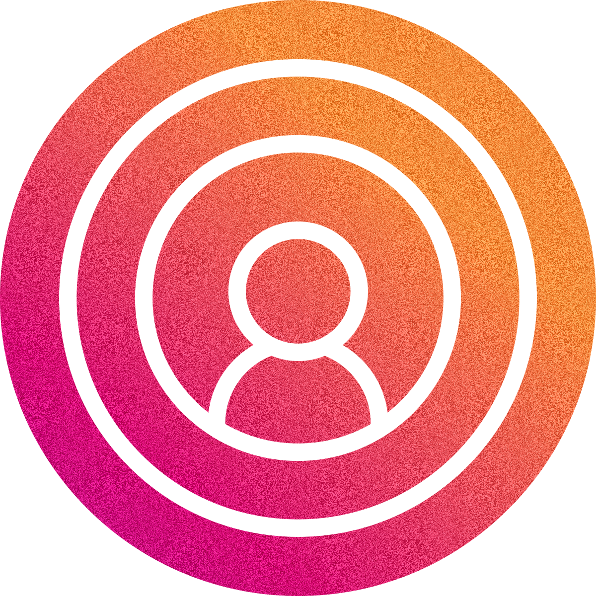 A colorful abstract pattern consisting of concentric circles in pink, orange, and teal with a gradient effect.