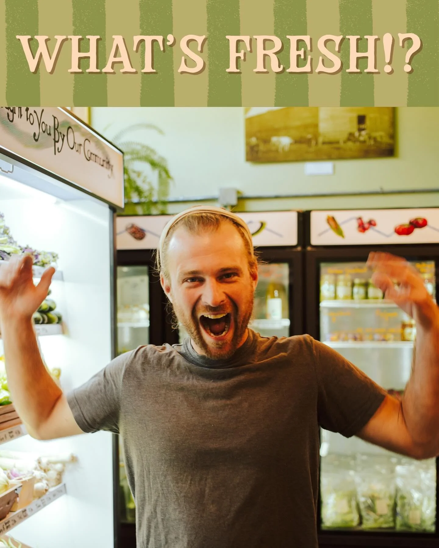 WHAT&rsquo;S FRESH?! 🥕

Our first Food Hub Fresh List just went out today! Brandon is clearly stoked.

The Fresh List is a once-a-week email with:
&bull; What&rsquo;s fresh in the Food Hub
&bull; What&rsquo;s coming in &amp; what&rsquo;s on its way 