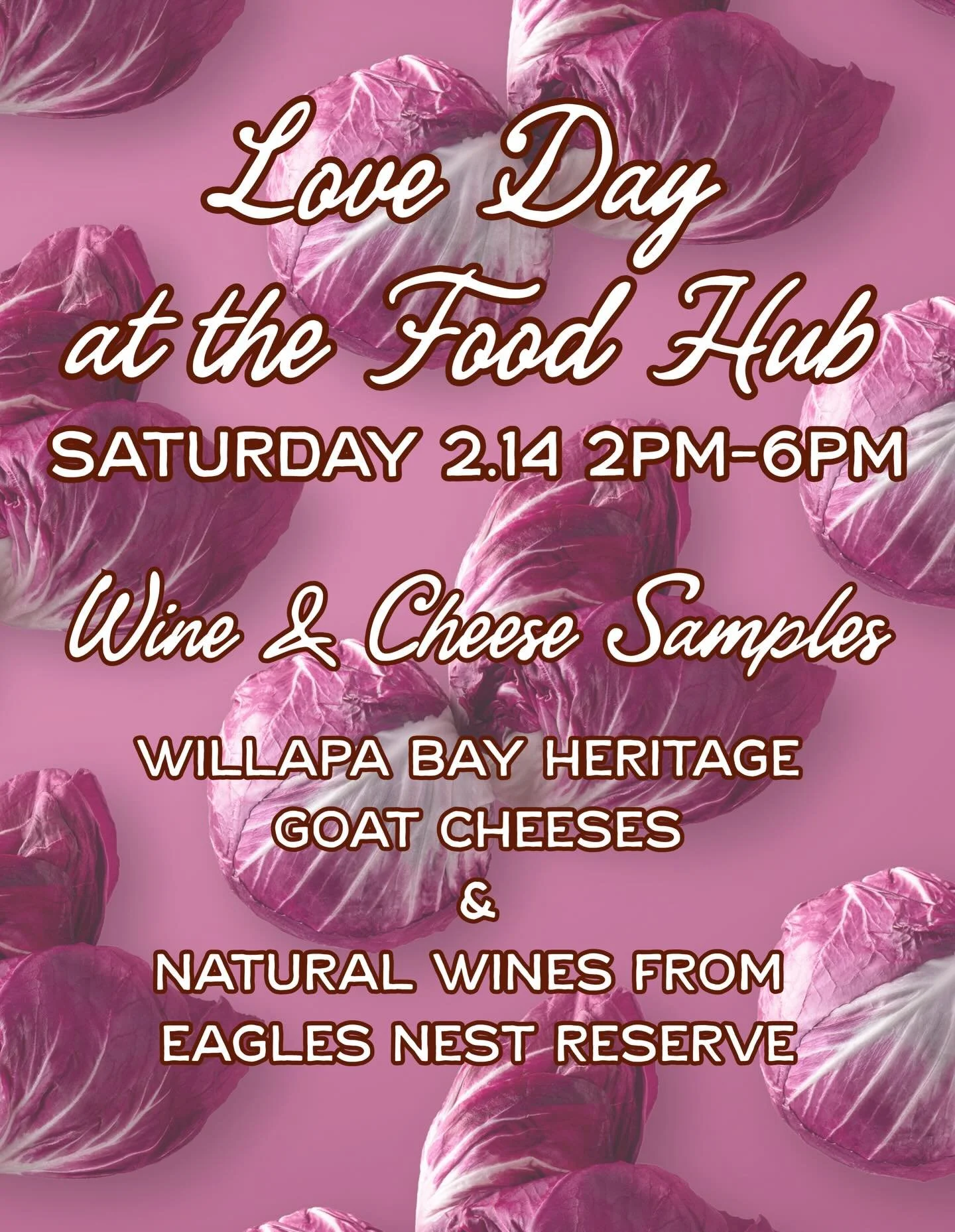 Beets are red.
Radicchio is pink.
We&rsquo;re pouring natural wine and sampling goat cheese
Come tell us what you think!