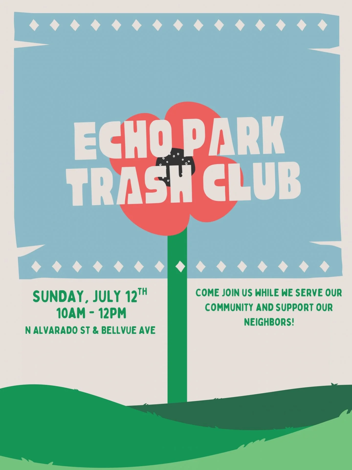 Join us this Sunday, July 12th from 10 am - 12 pm on the corner of N. Alvarado St. and Bellevue Ave as we come together to clean up and care for our neighborhood. We can&rsquo;t wait to work alongside you in support of our community! 

What to know b